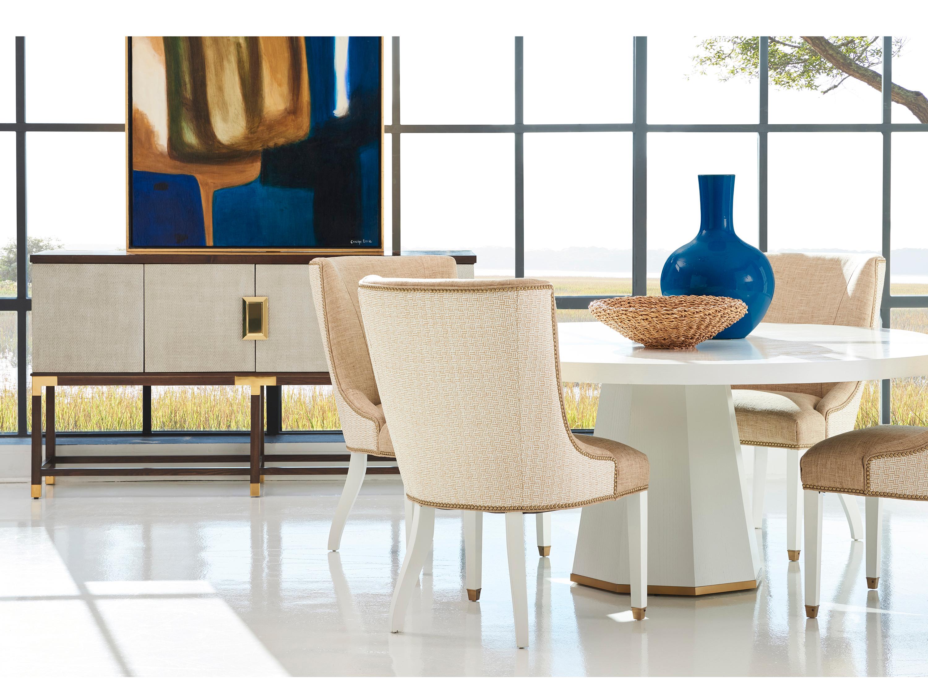 Hickory White Trellis 70" Ash Wood Modern Walnut Sideboard