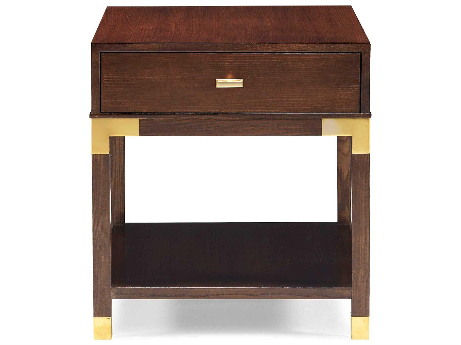 Hickory White Trellis Rectangular Wood Modern Walnut End Table