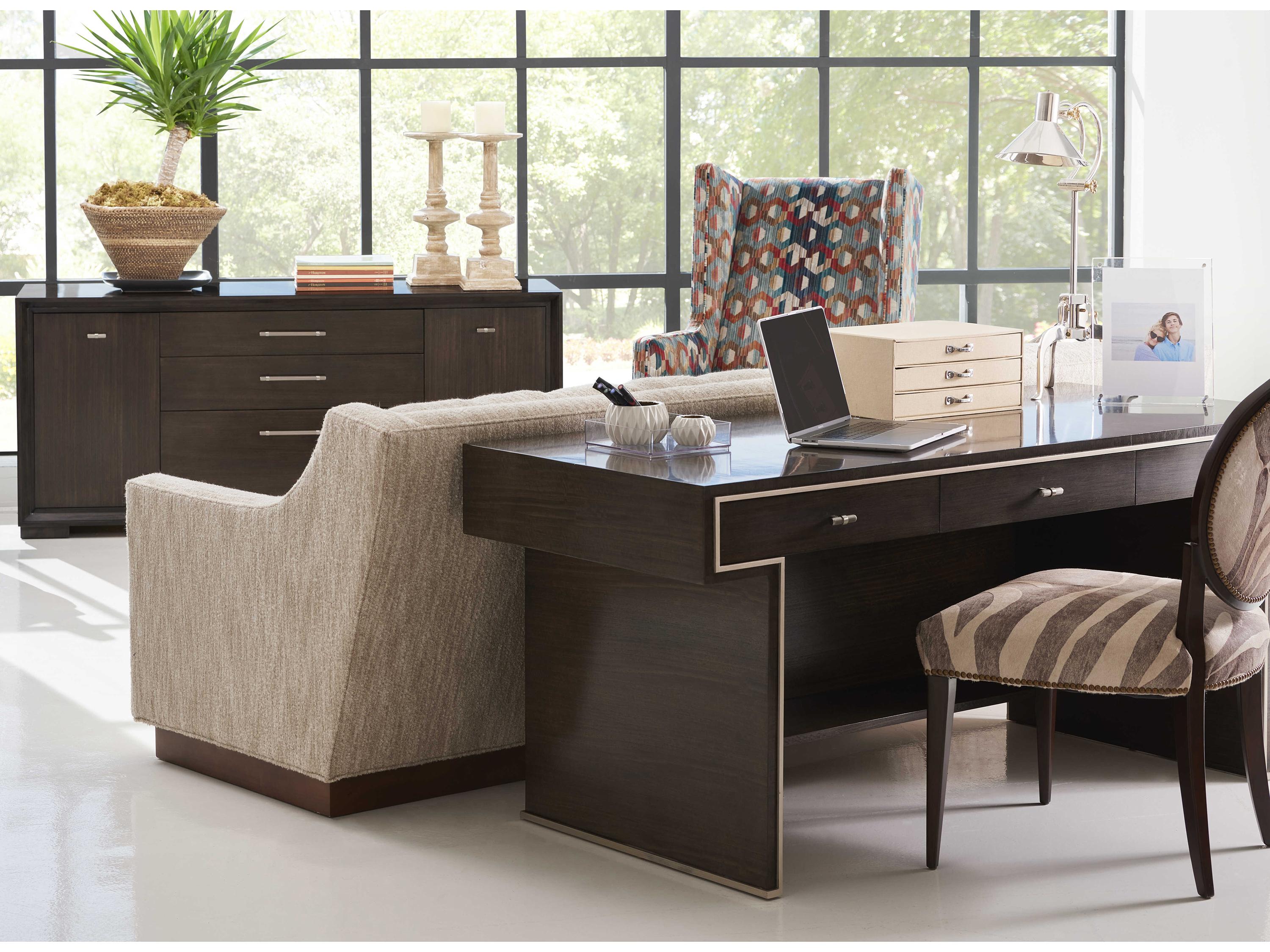 Hickory White Trellis Ember Brown Writing Desk