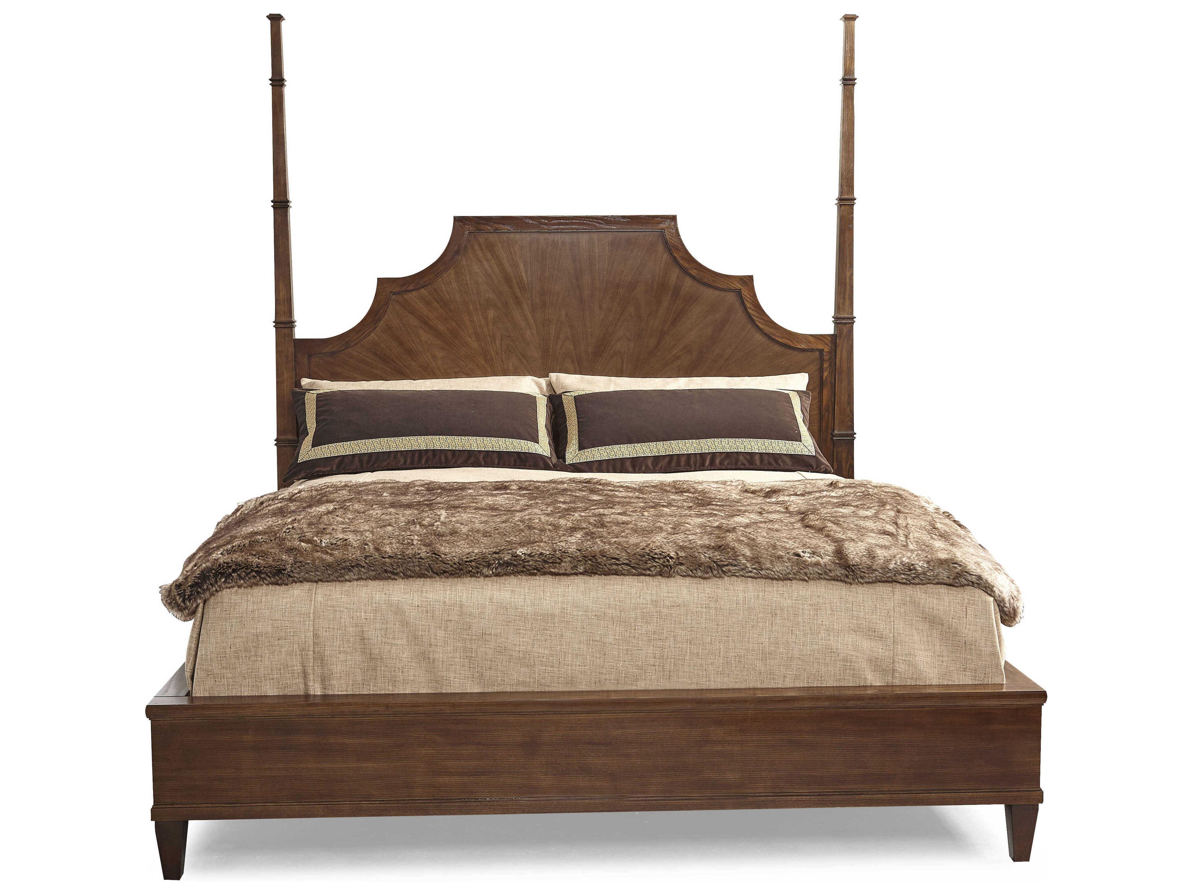 Hickory White Trellis Cotswold Brown Ash Wood Queen Poster Bed