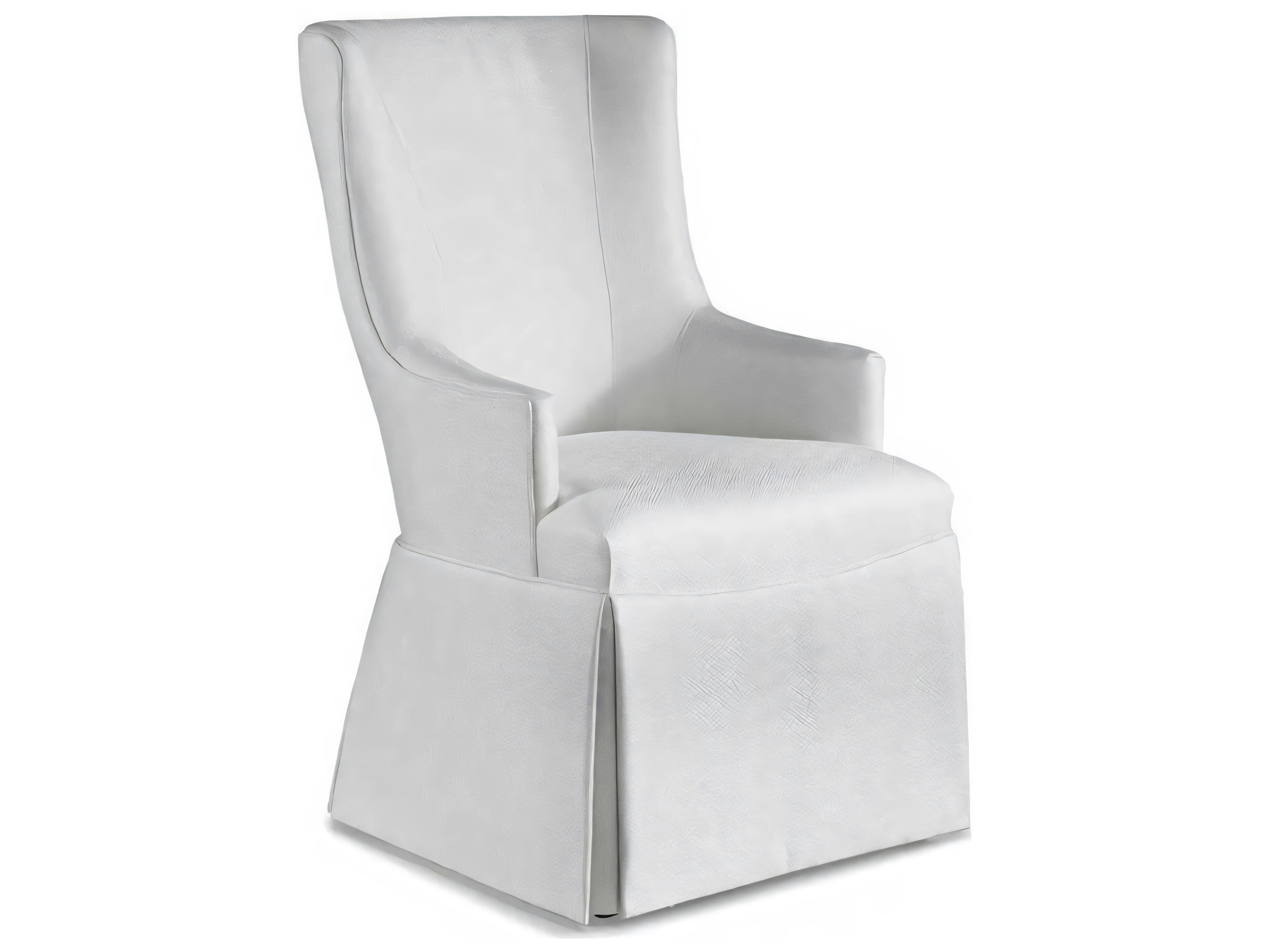 Hickory White Central Park Maple Wood Upholstered Brooklyn Host Skirted Arm Dining Chair