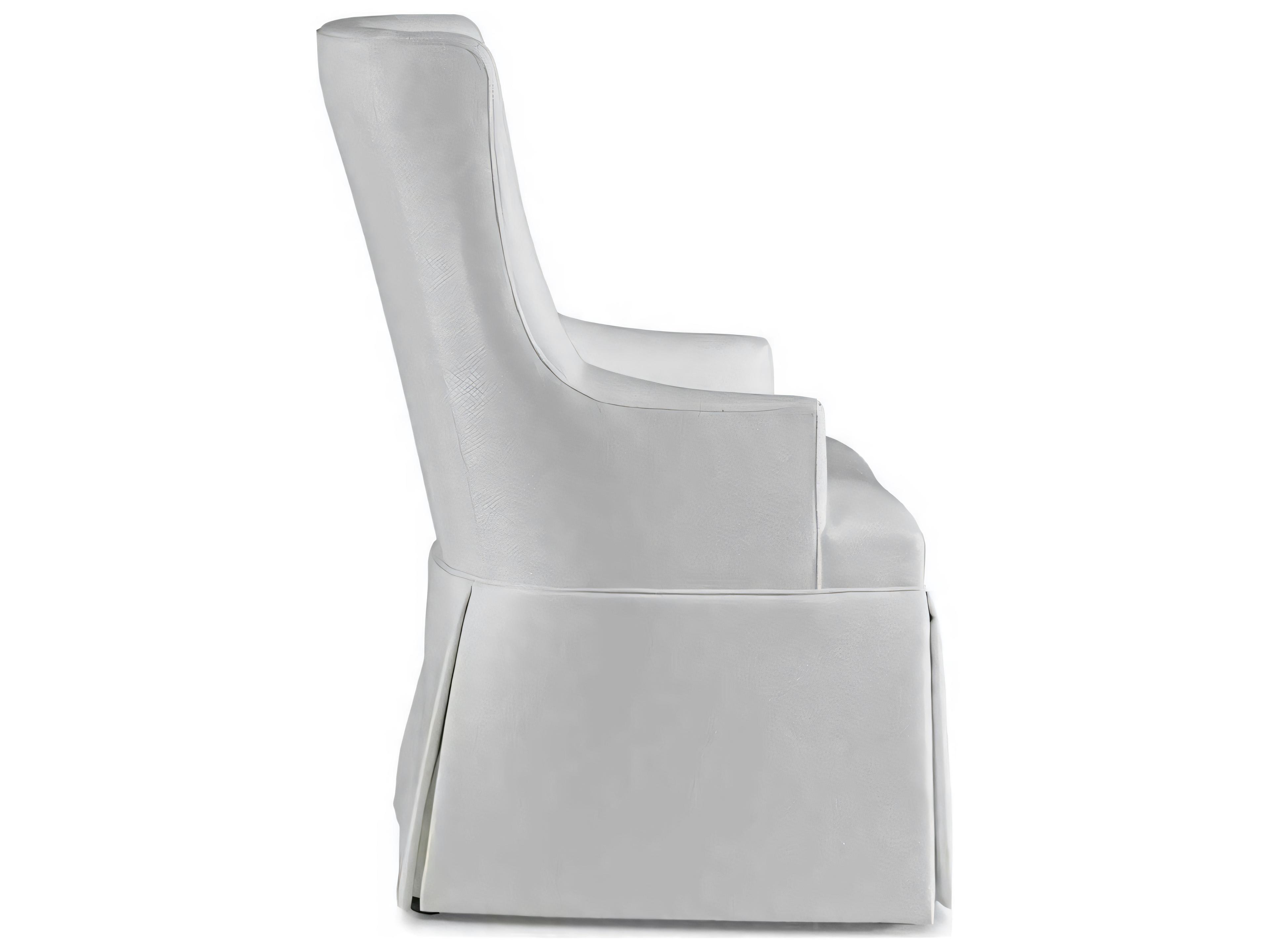 Hickory White Central Park Maple Wood Upholstered Brooklyn Host Skirted Arm Dining Chair