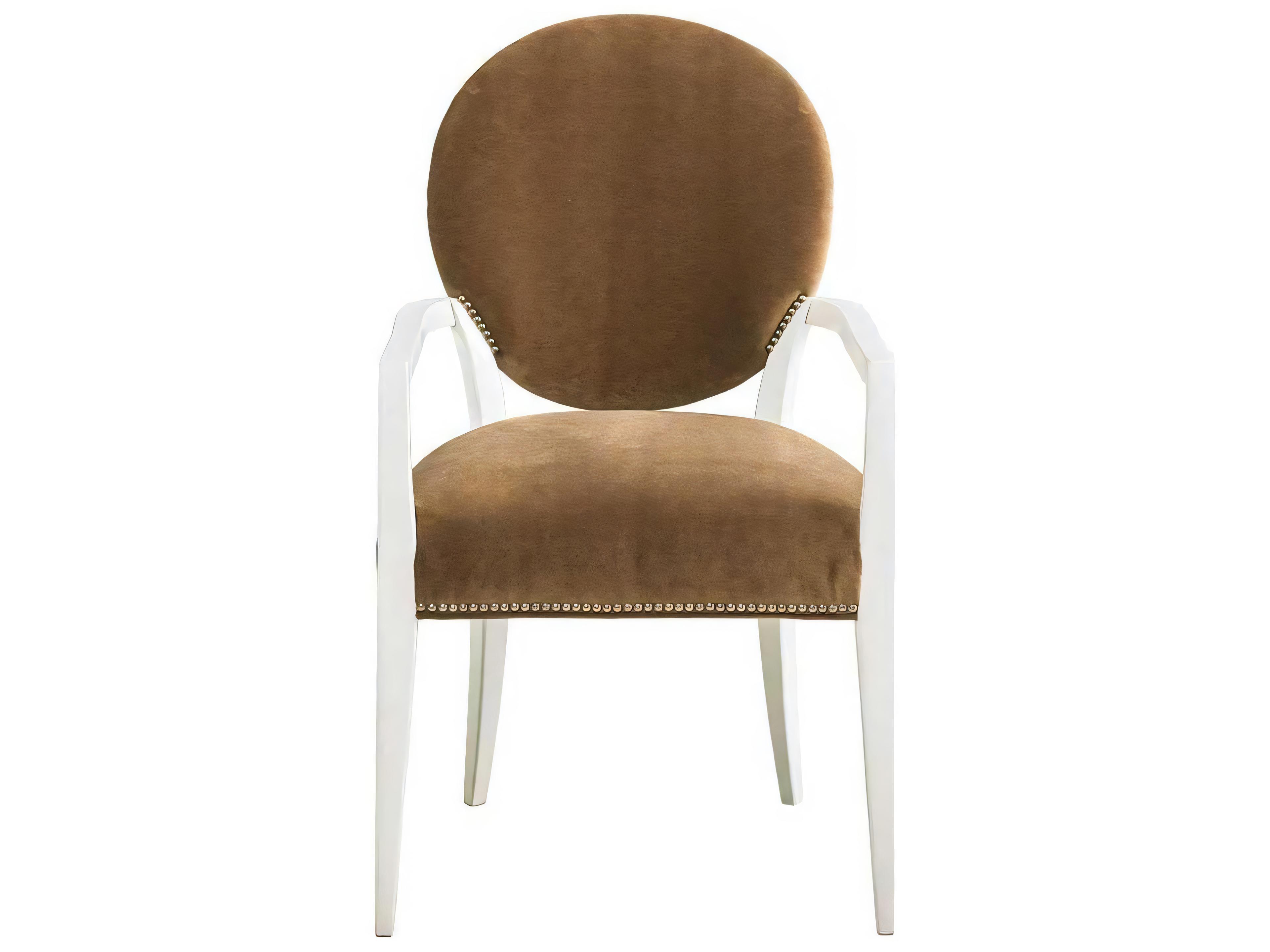 Hickory White Central Park Beech Wood Brown Upholstered Broadway Arm Dining Chair
