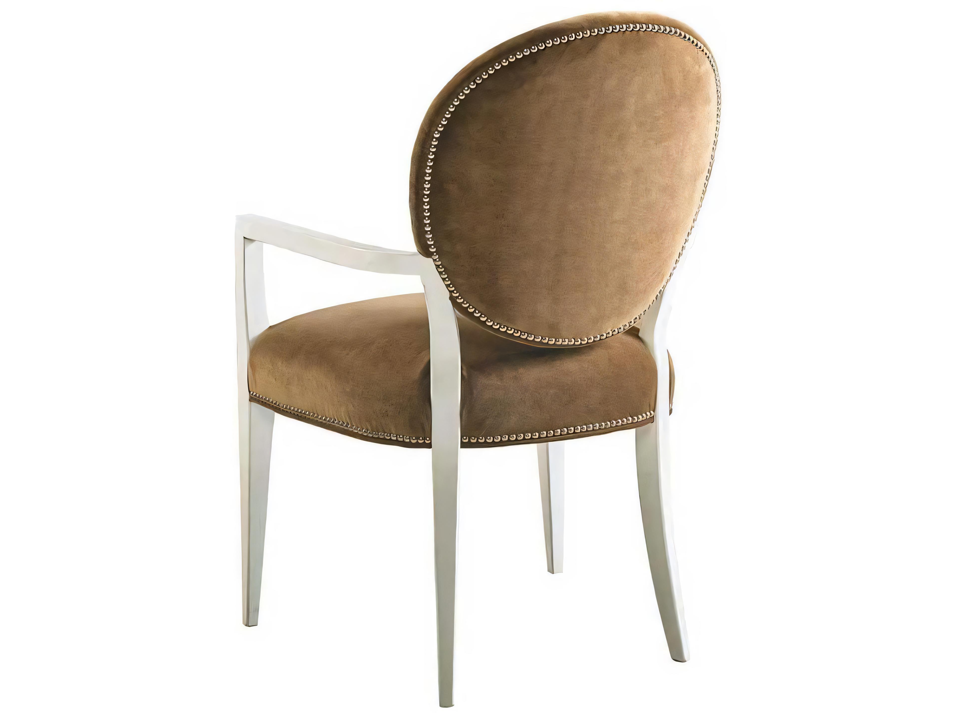 Hickory White Central Park Beech Wood Brown Upholstered Broadway Arm Dining Chair