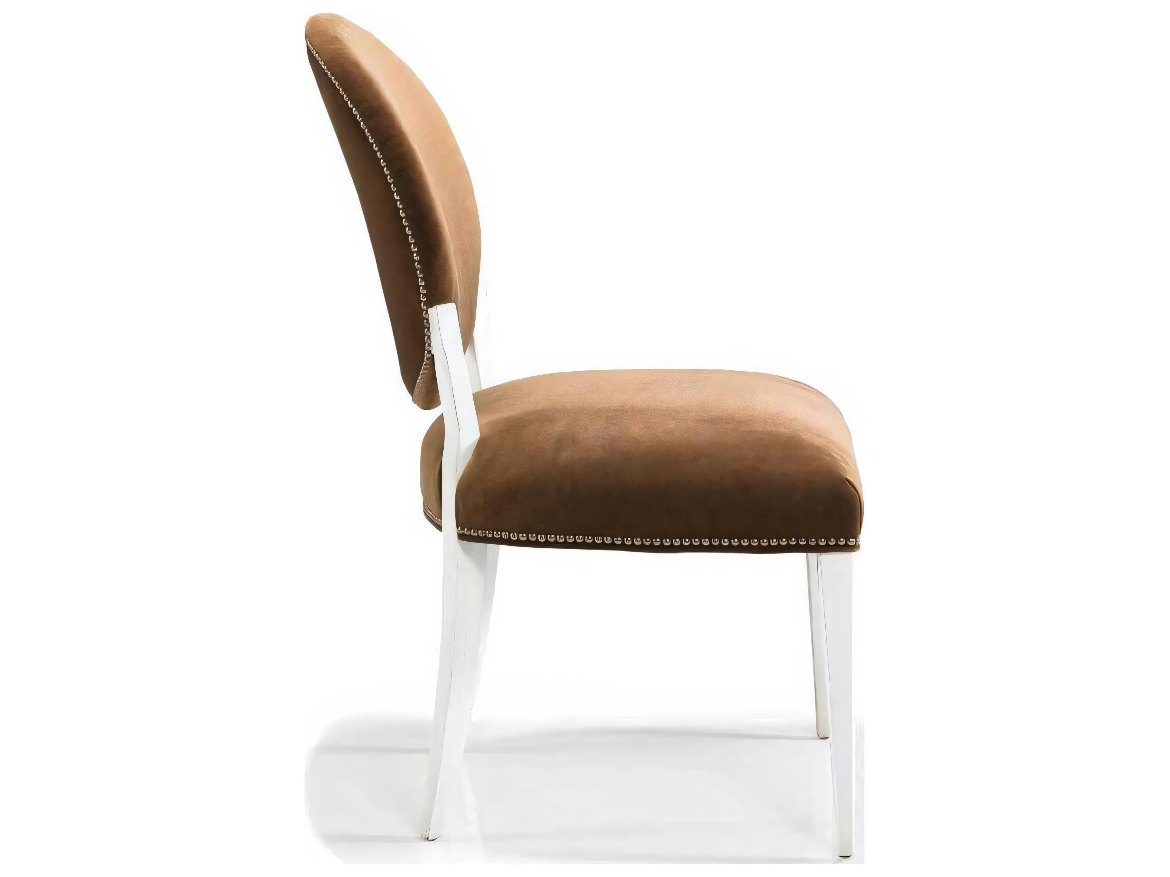 Hickory White Central Park Beech Wood Brown Upholstered Broadway Side Dining Chair