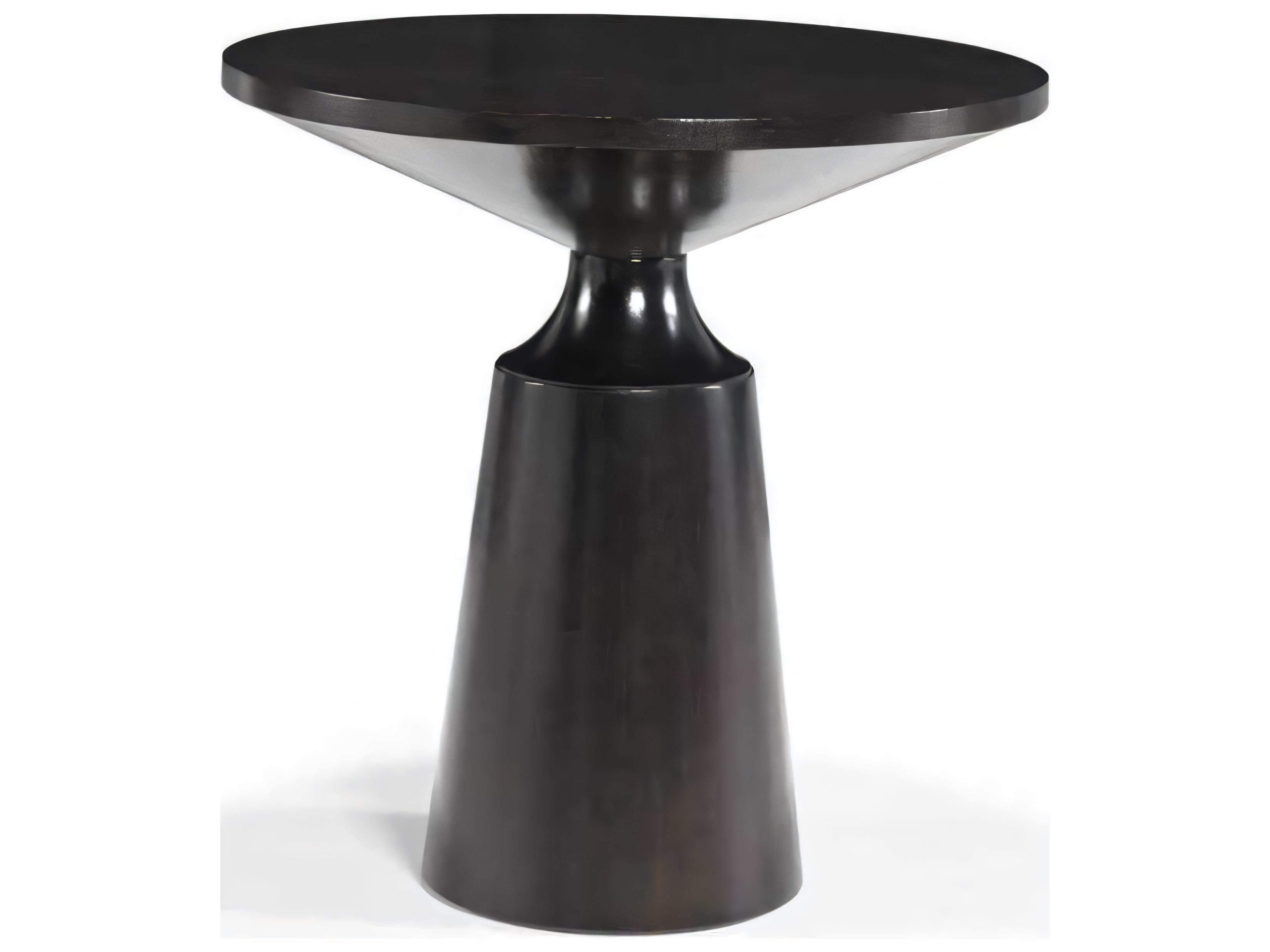 Hickory White Central Park Round Wood Cafe Noir End Table