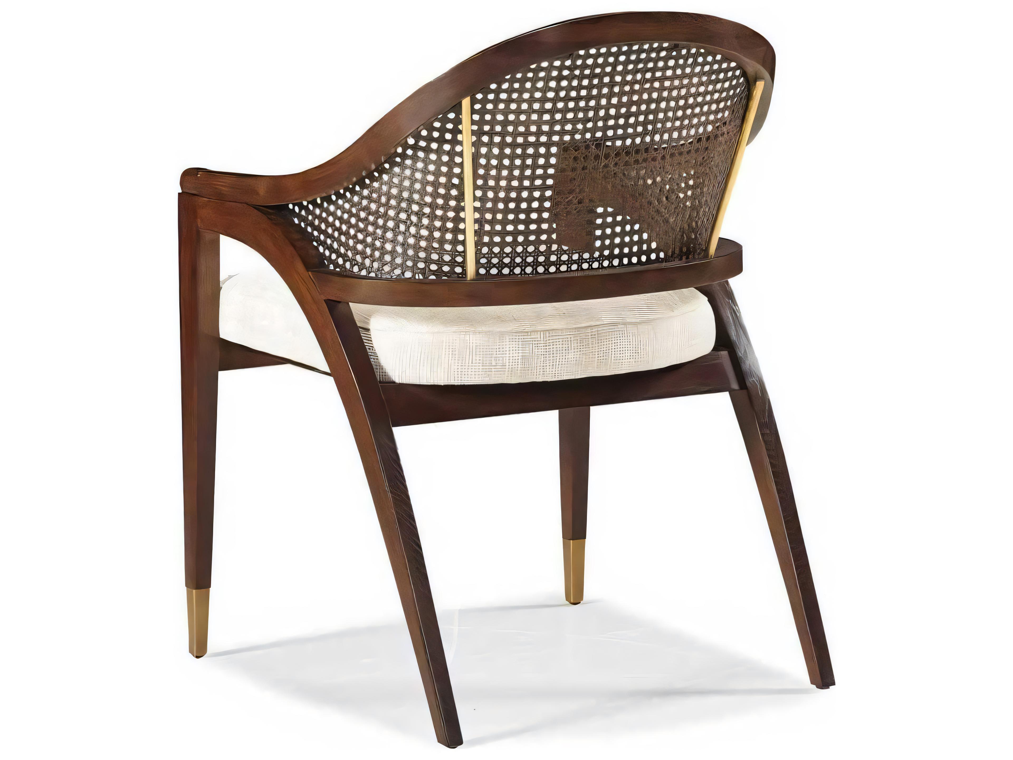 Hickory White Journey The World Oak Wood Brown Upholstered Panama Arm Dining Chair