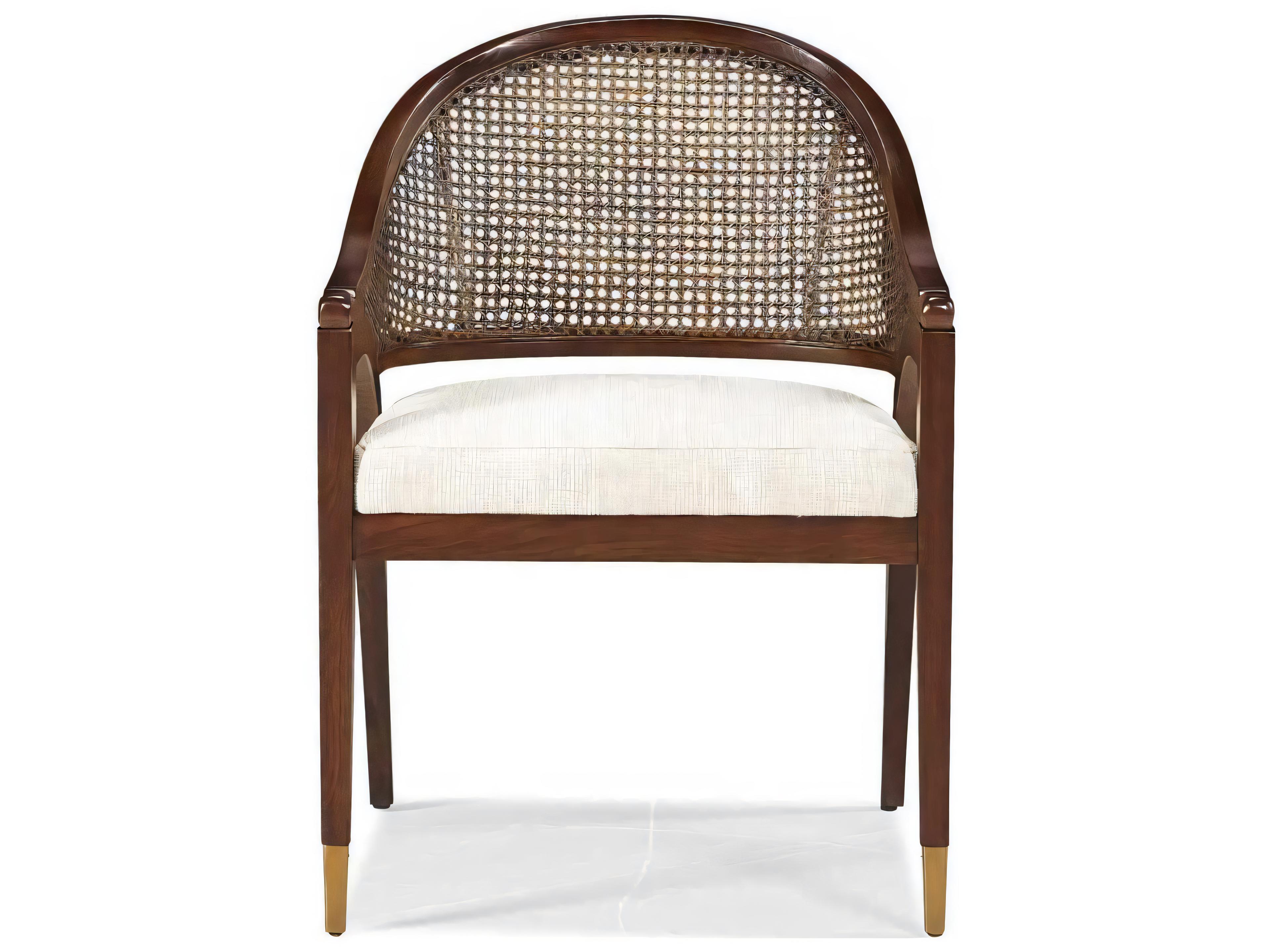 Hickory White Journey The World Oak Wood Brown Upholstered Arm Dining Chair