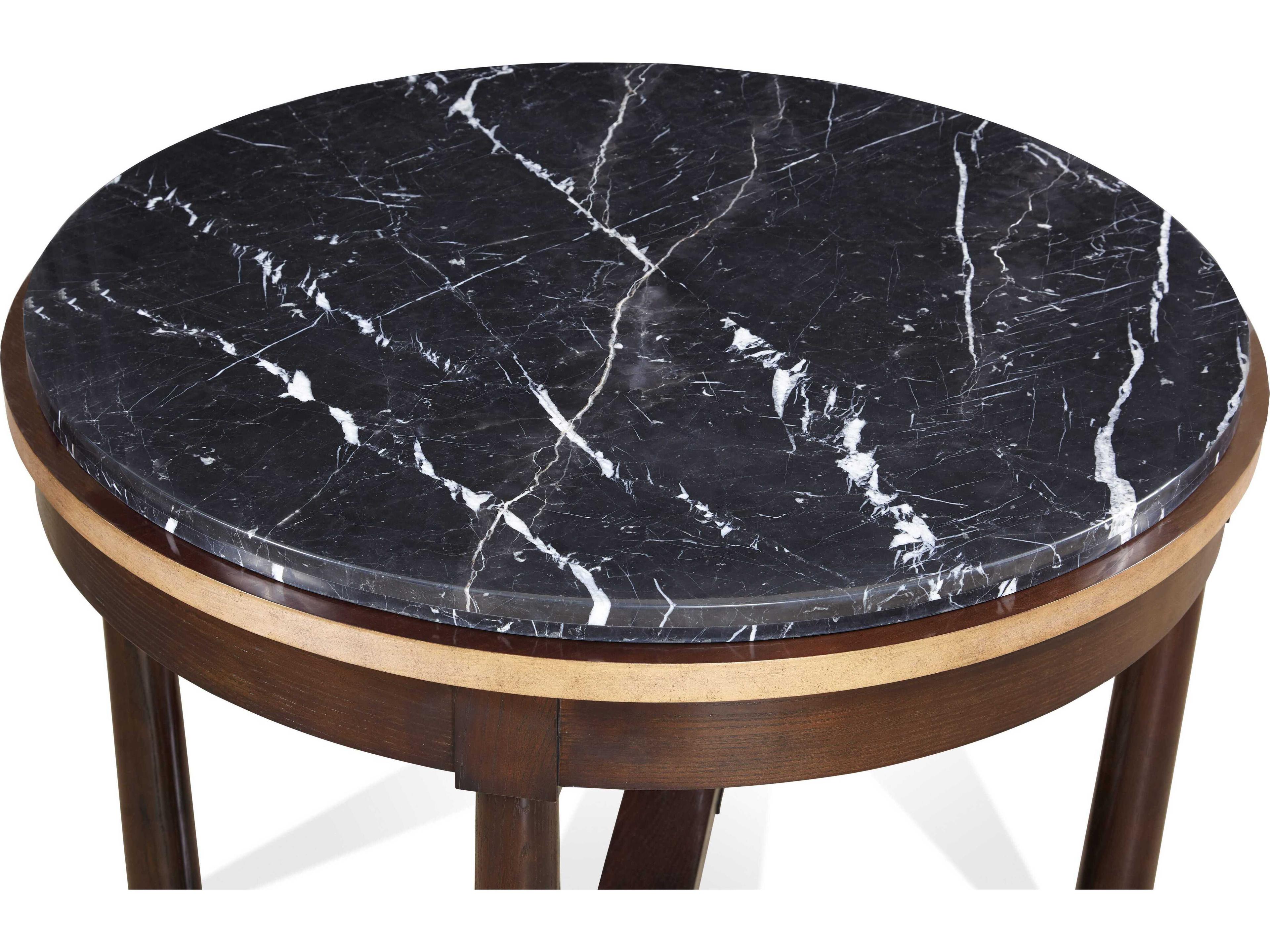 Hickory White Journey The World Round Charleston Foyer End Table with Stone Top