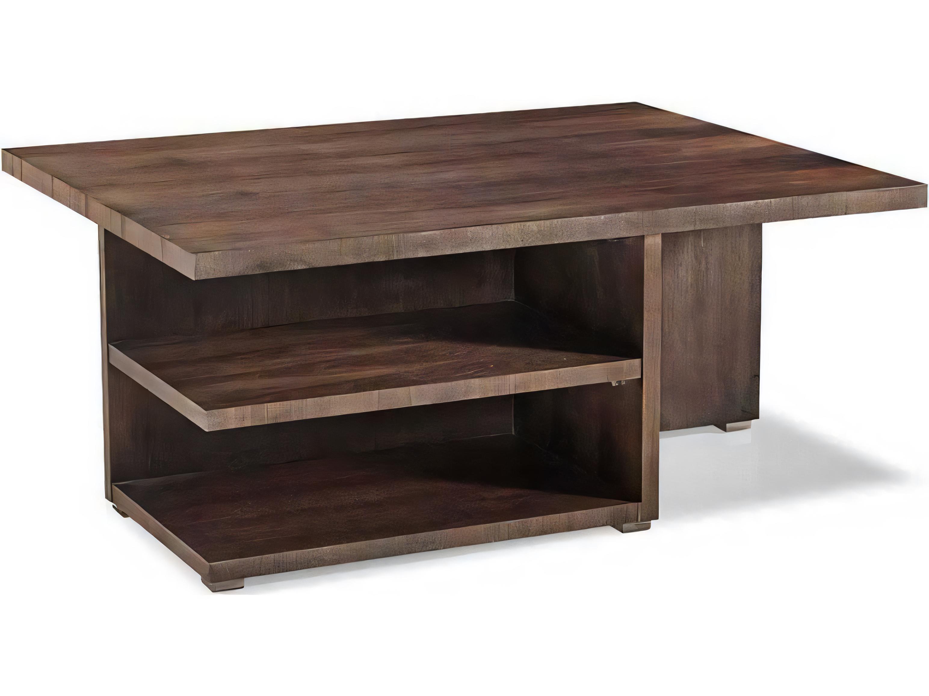 Hickory White Modern Retreat Rectangular Wood Walnut Coffee Table