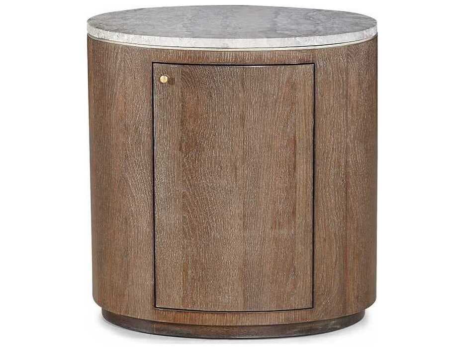 Hickory White Modern Retreat Oval Amado End Table with Stone Top