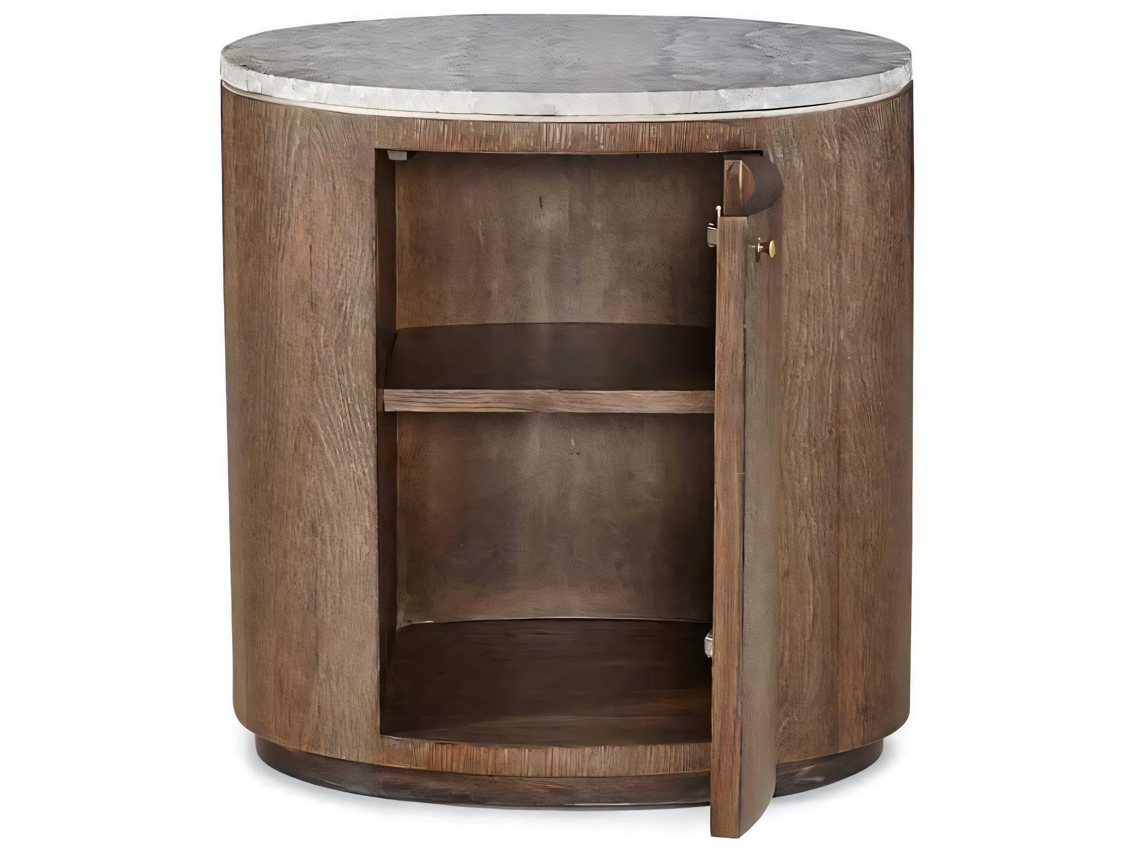 Hickory White Modern Retreat Oval Amado End Table with Stone Top