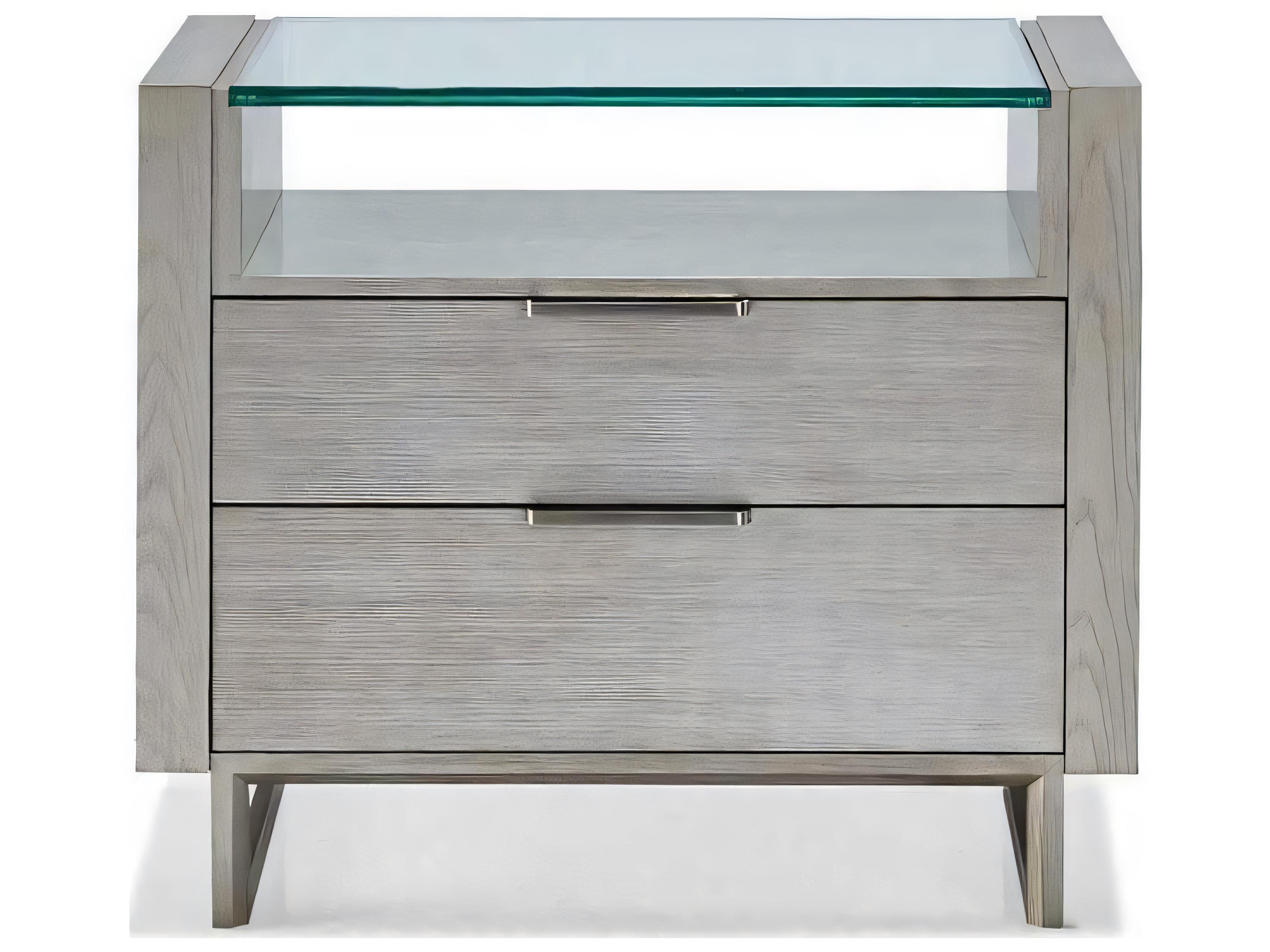 Hickory White Modern Retreat 2-Drawers Gray Ash Wood Nightstand