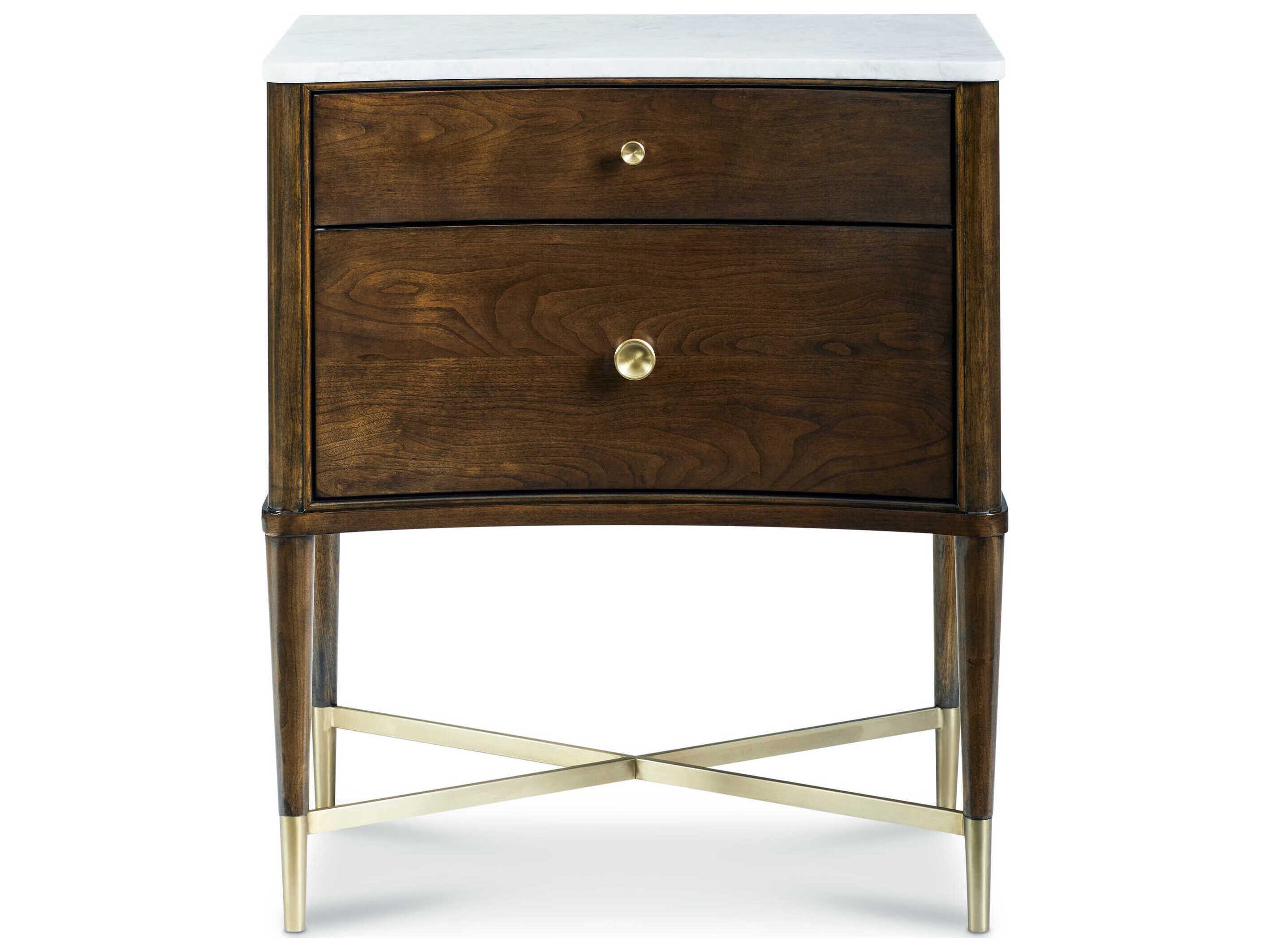 Hickory White Novella 2-Drawers Nightstand with Stone Top