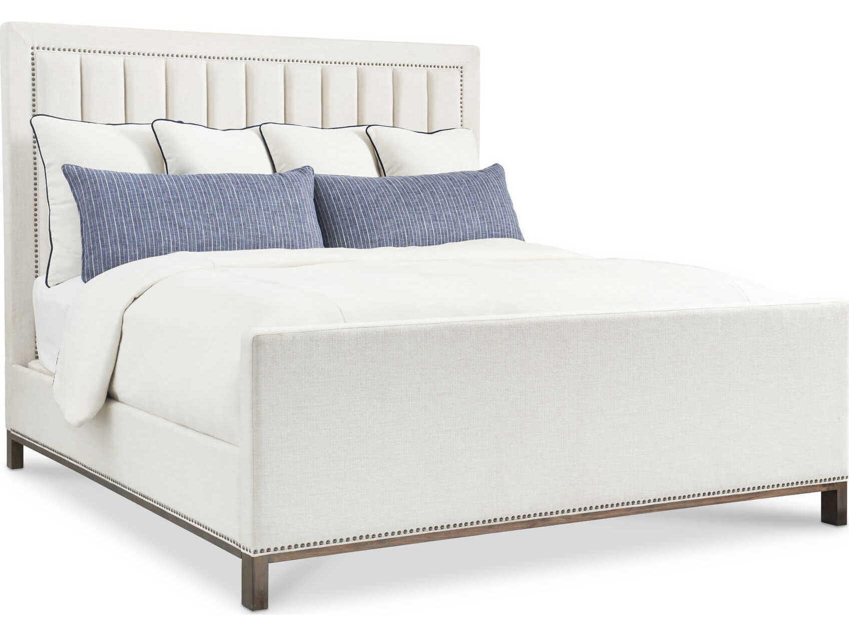 Hickory White Courtland Saratoga Alder Wood Upholstered King Panel Bed