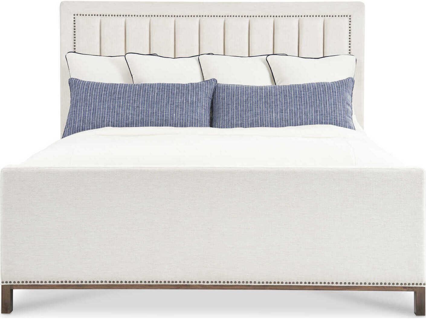 Hickory White Courtland Saratoga Alder Wood Upholstered King Panel Bed