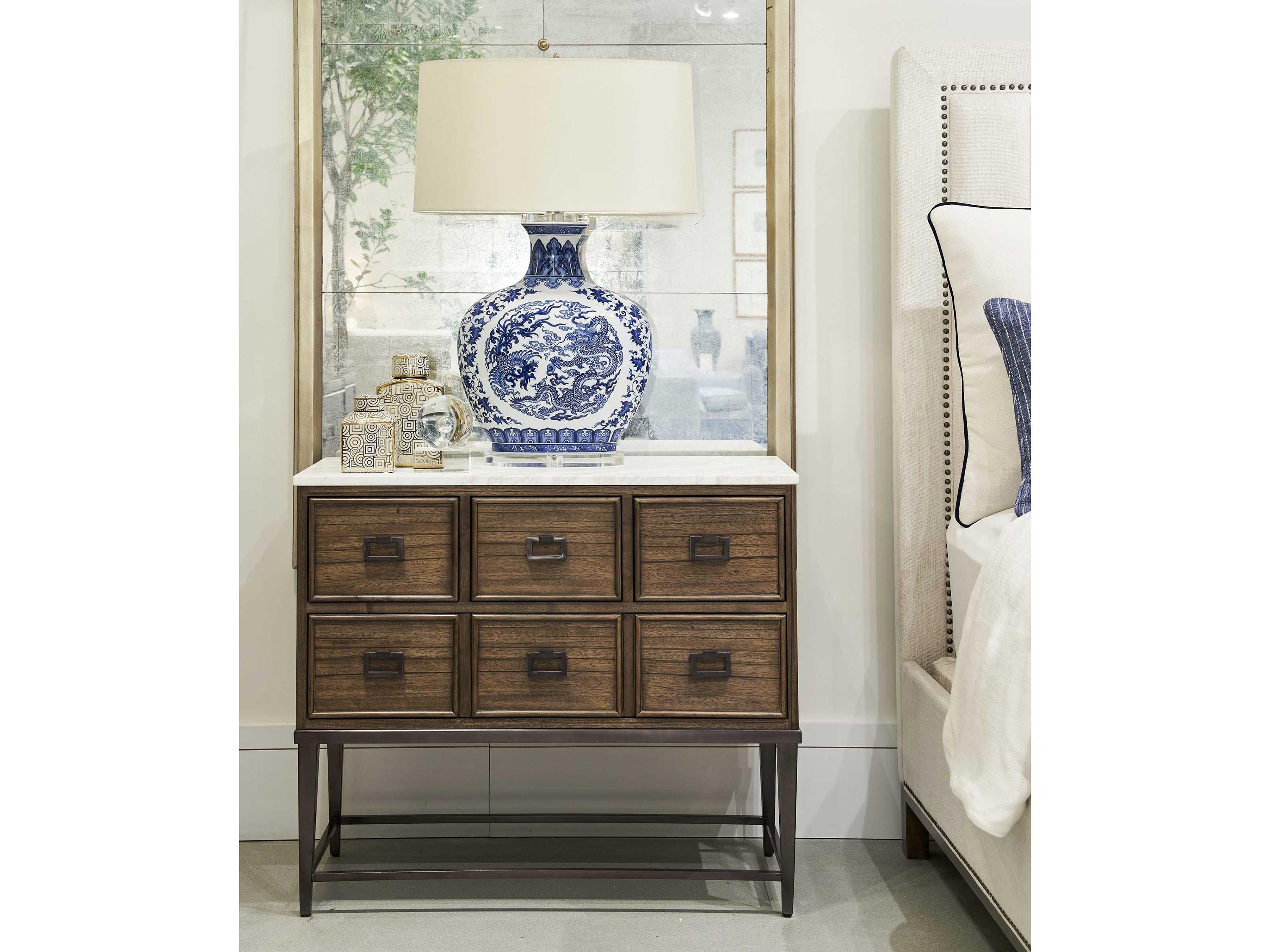 Hickory White Courtland 2-Drawer Saratoga Nightstand with Stone Top
