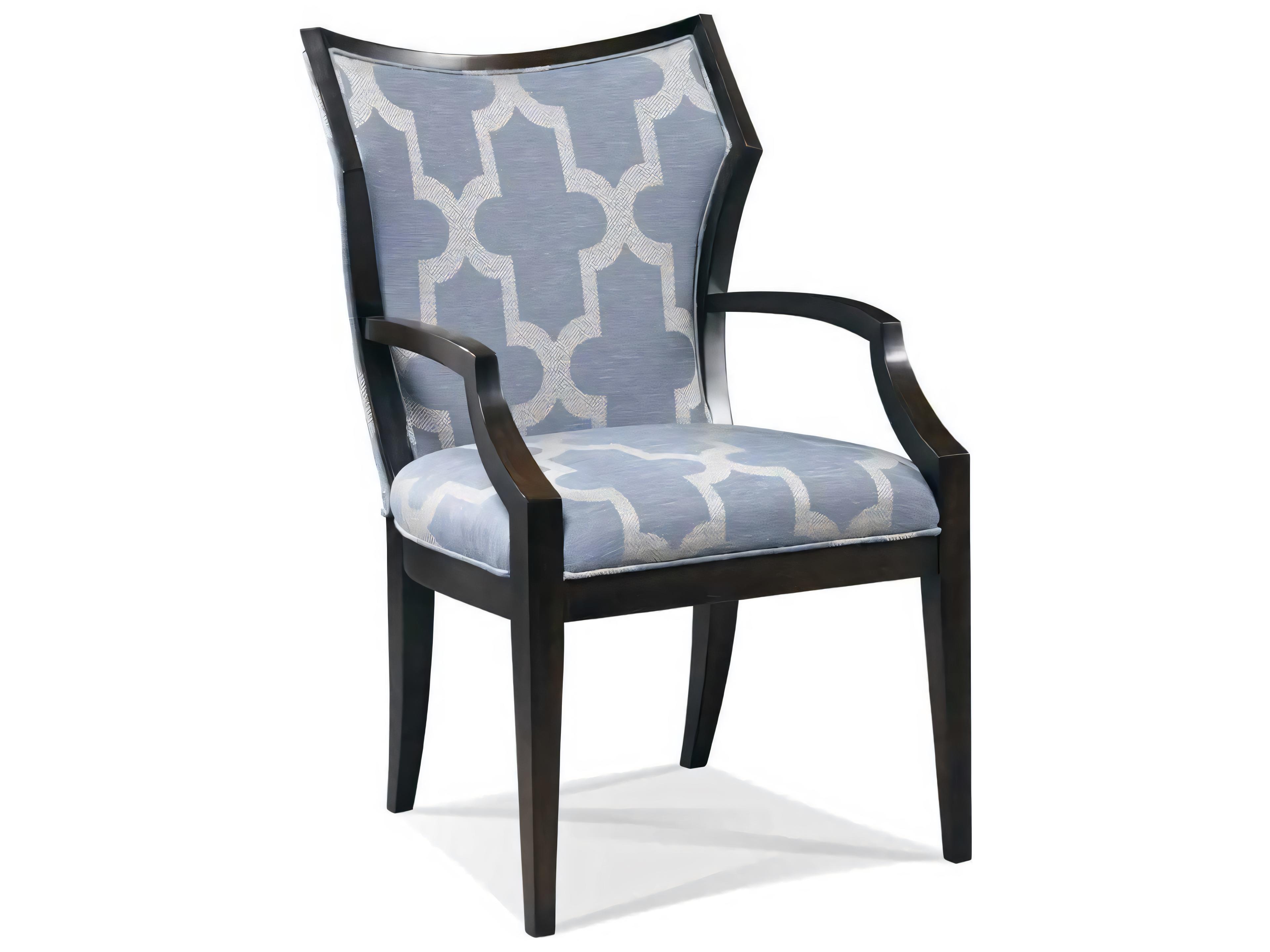 Hickory White Westport Hardwood Blue Upholstered Halsey Arm Dining Chair