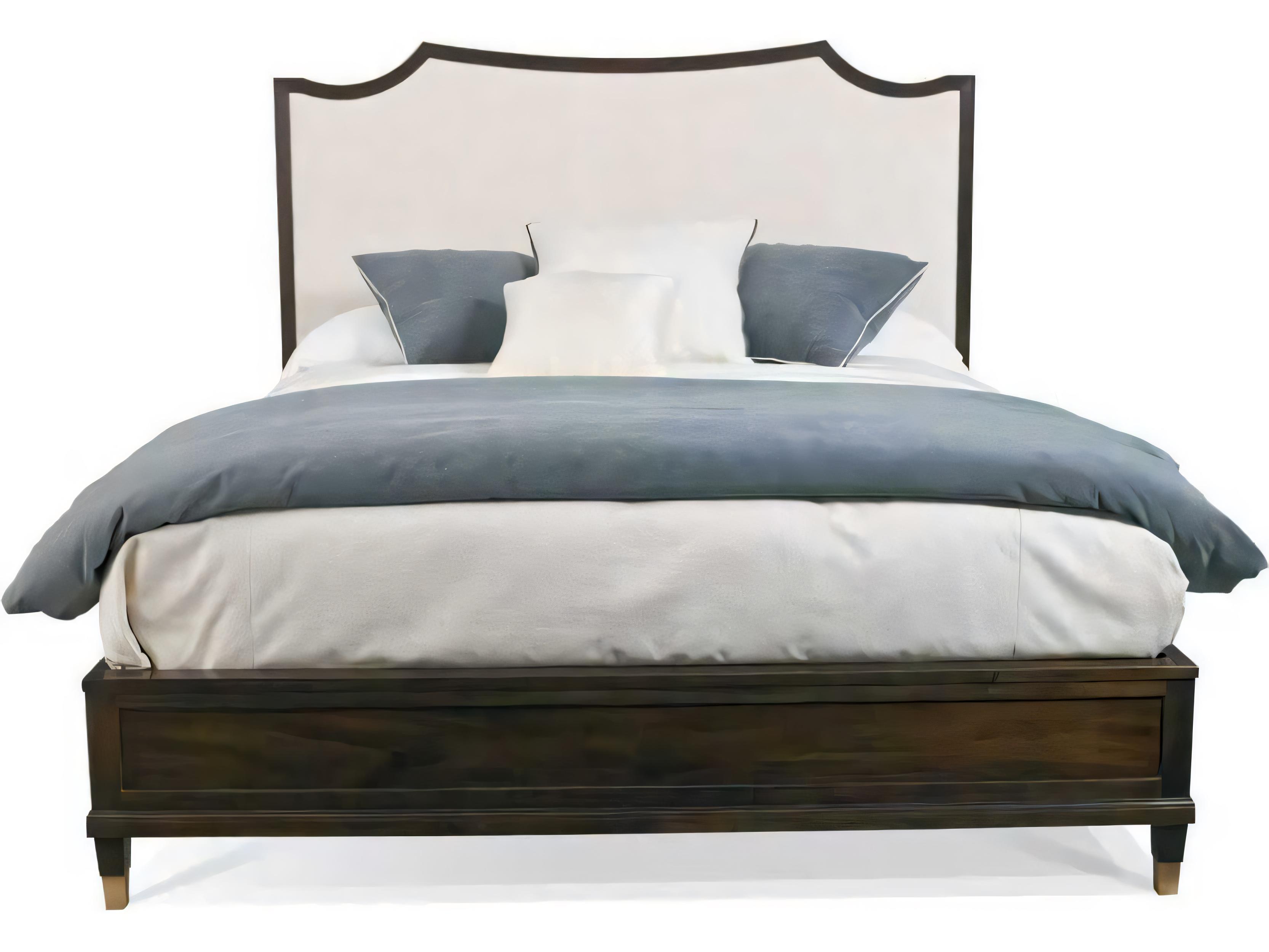 Hickory White Westport Cotswold Acacia Wood Upholstered King Panel Bed