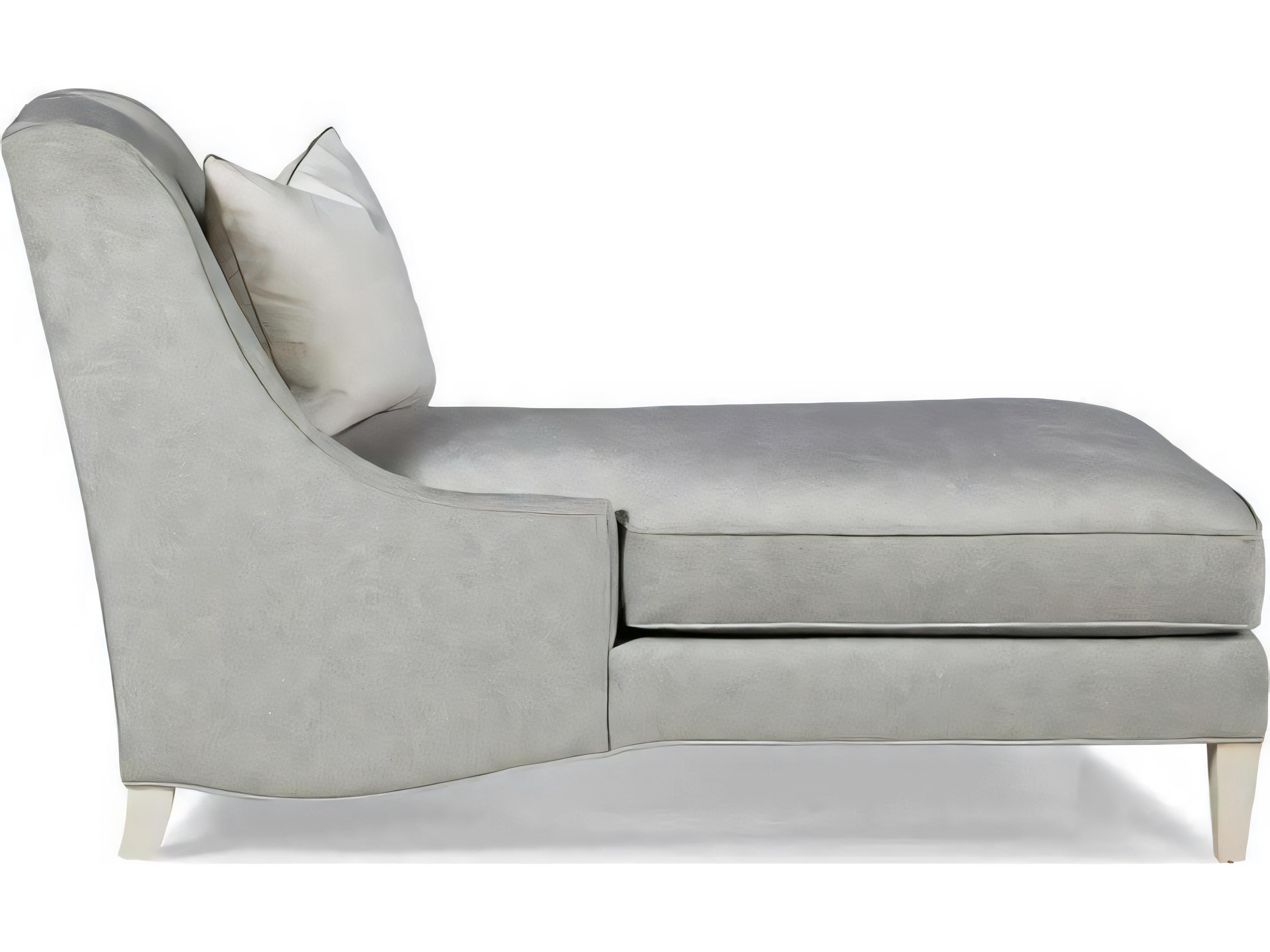 Hickory White Custom Elements Upholstery Washed Linen Gray Upholstered Chaise