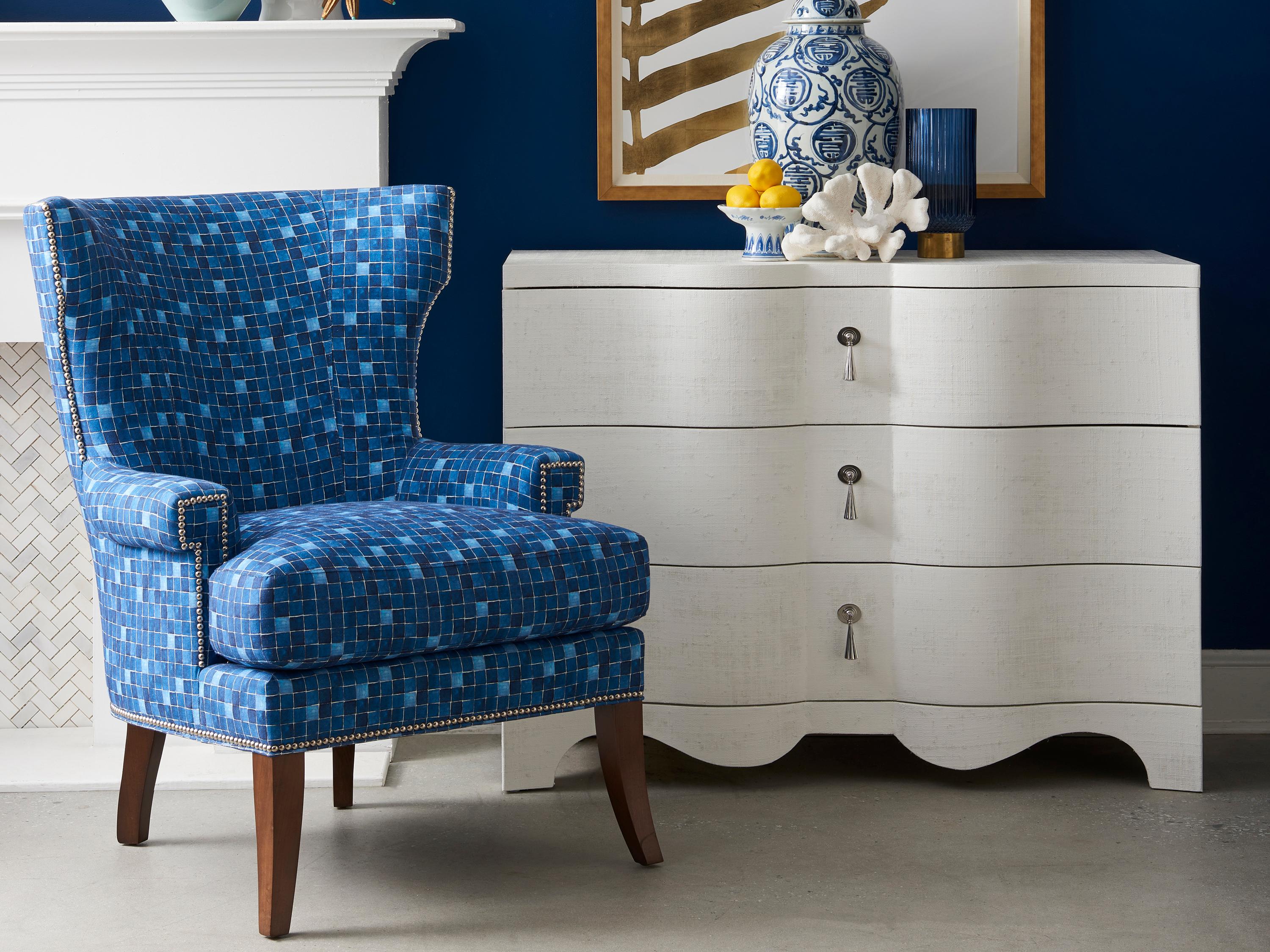 Hickory White Custom Elements Upholstery Fabric Wing Accent Chair