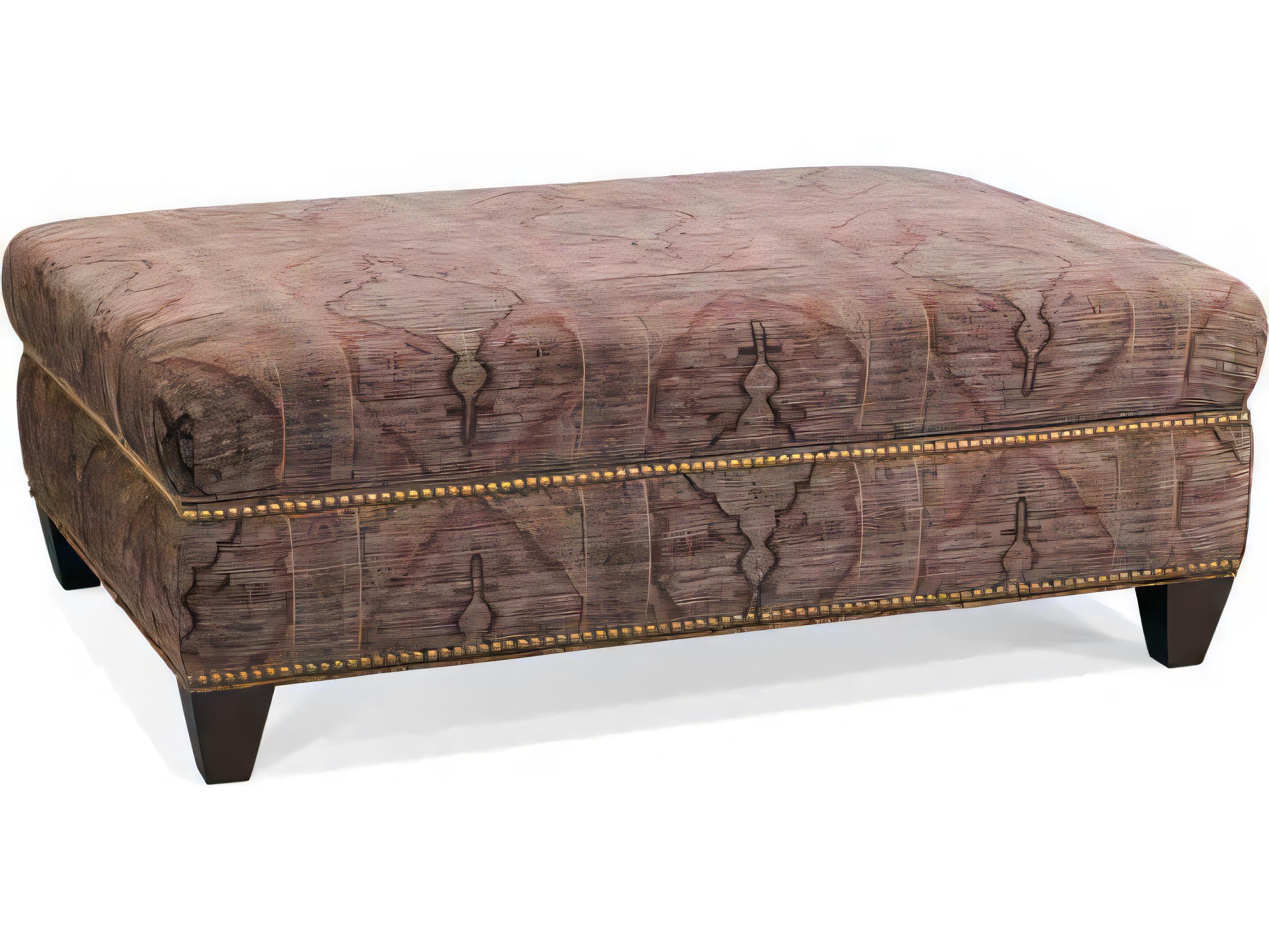 Hickory White Custom Elements Upholstery Modern Walnut Brown Fabric Storage Ottoman