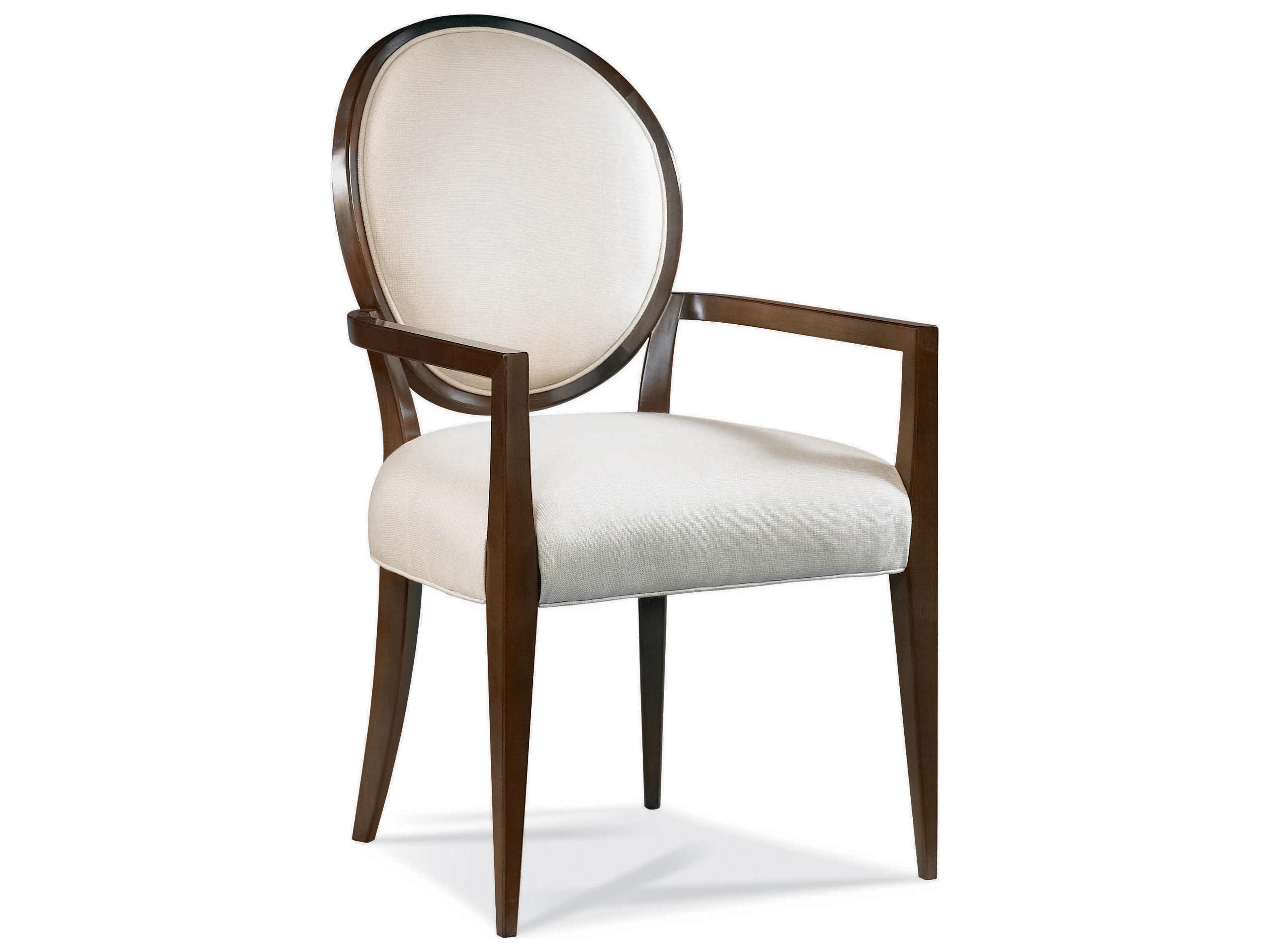 Hickory White Stratos Beech Wood Upholstered Katie Oval Back Arm Dining Chair