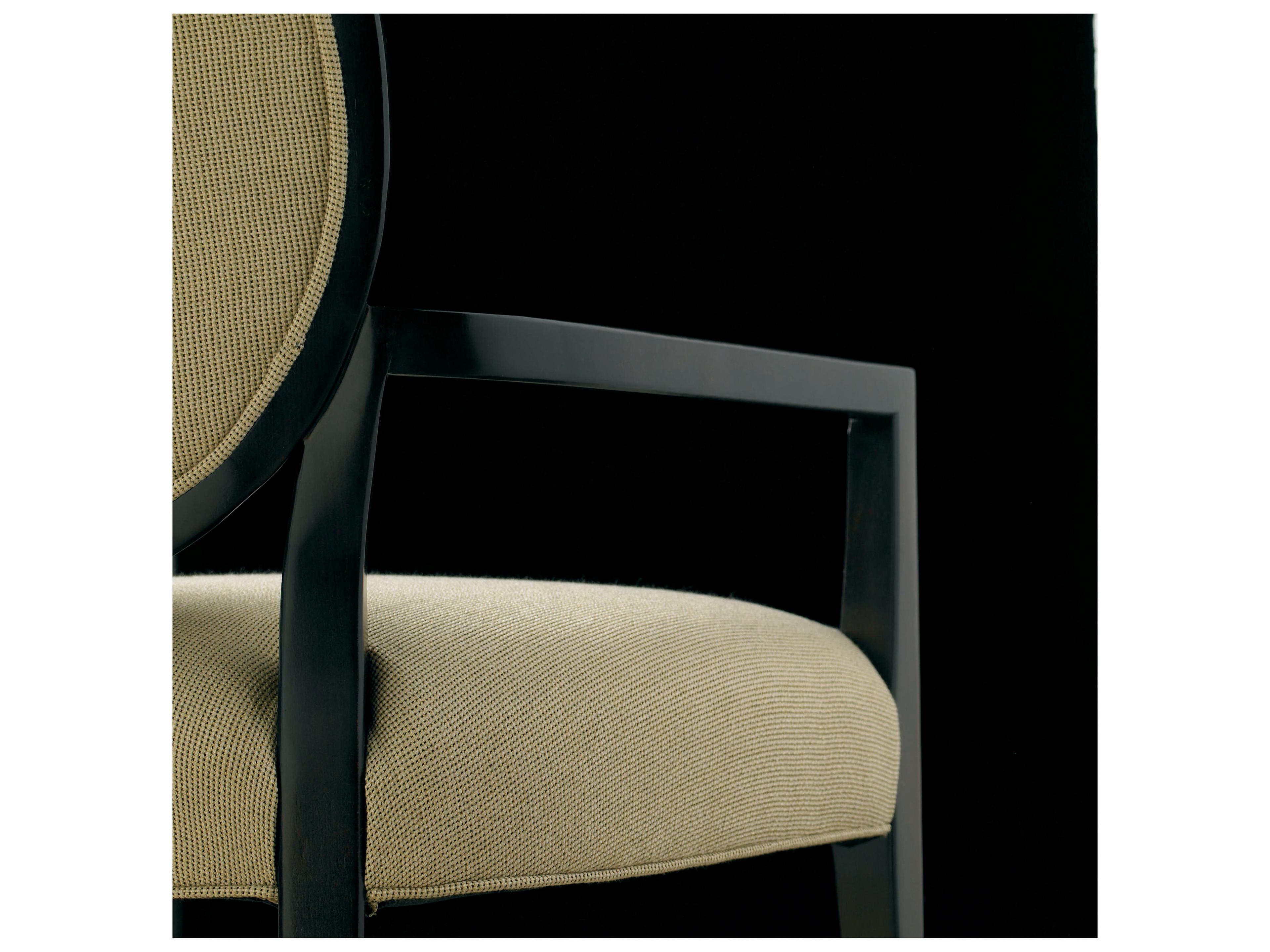 Hickory White Stratos Beech Wood Upholstered Katie Oval Back Arm Dining Chair