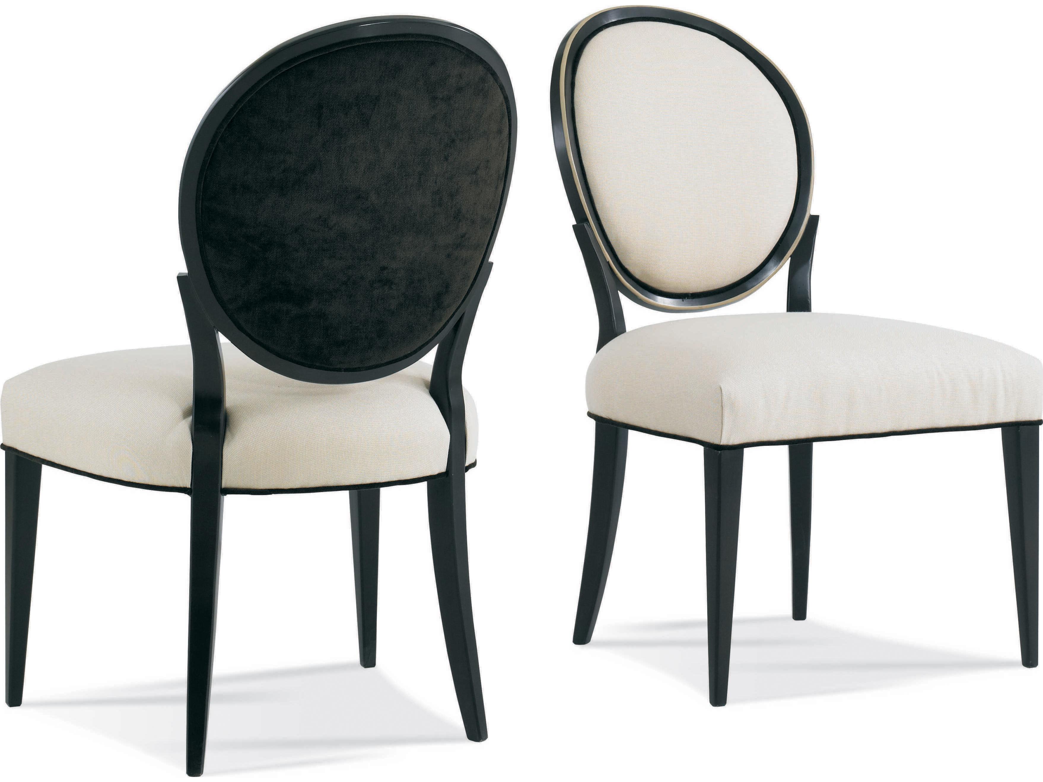 Hickory White Stratos Black Beech Wood Upholstered Katie Oval Back Side Dining Chair