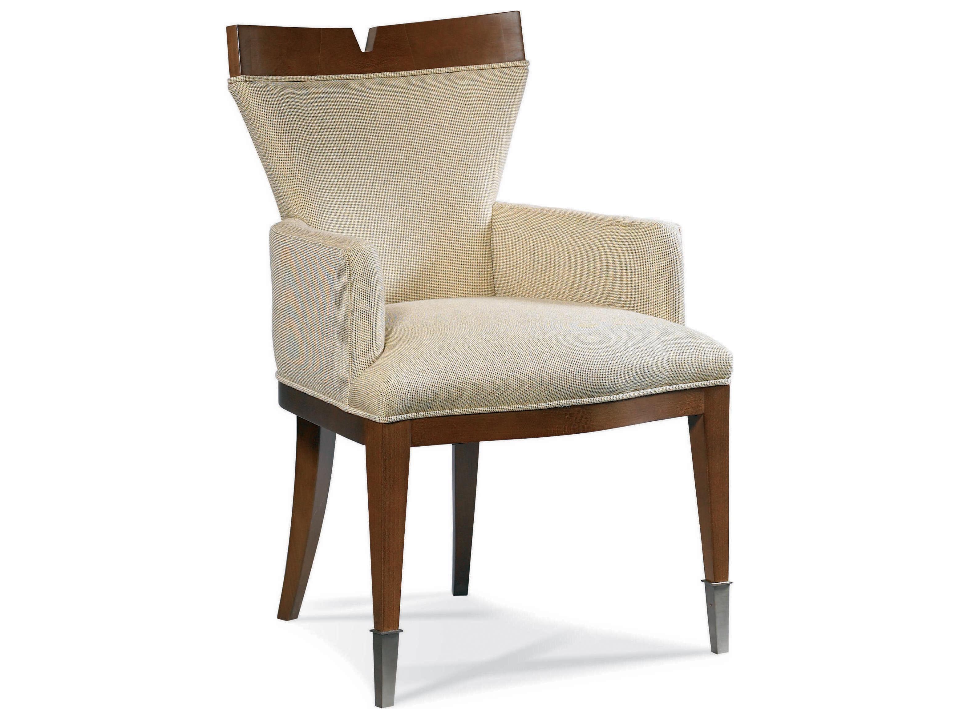 Hickory White Stratos Beech Wood Beige Upholstered Asheton Arm Dining Chair