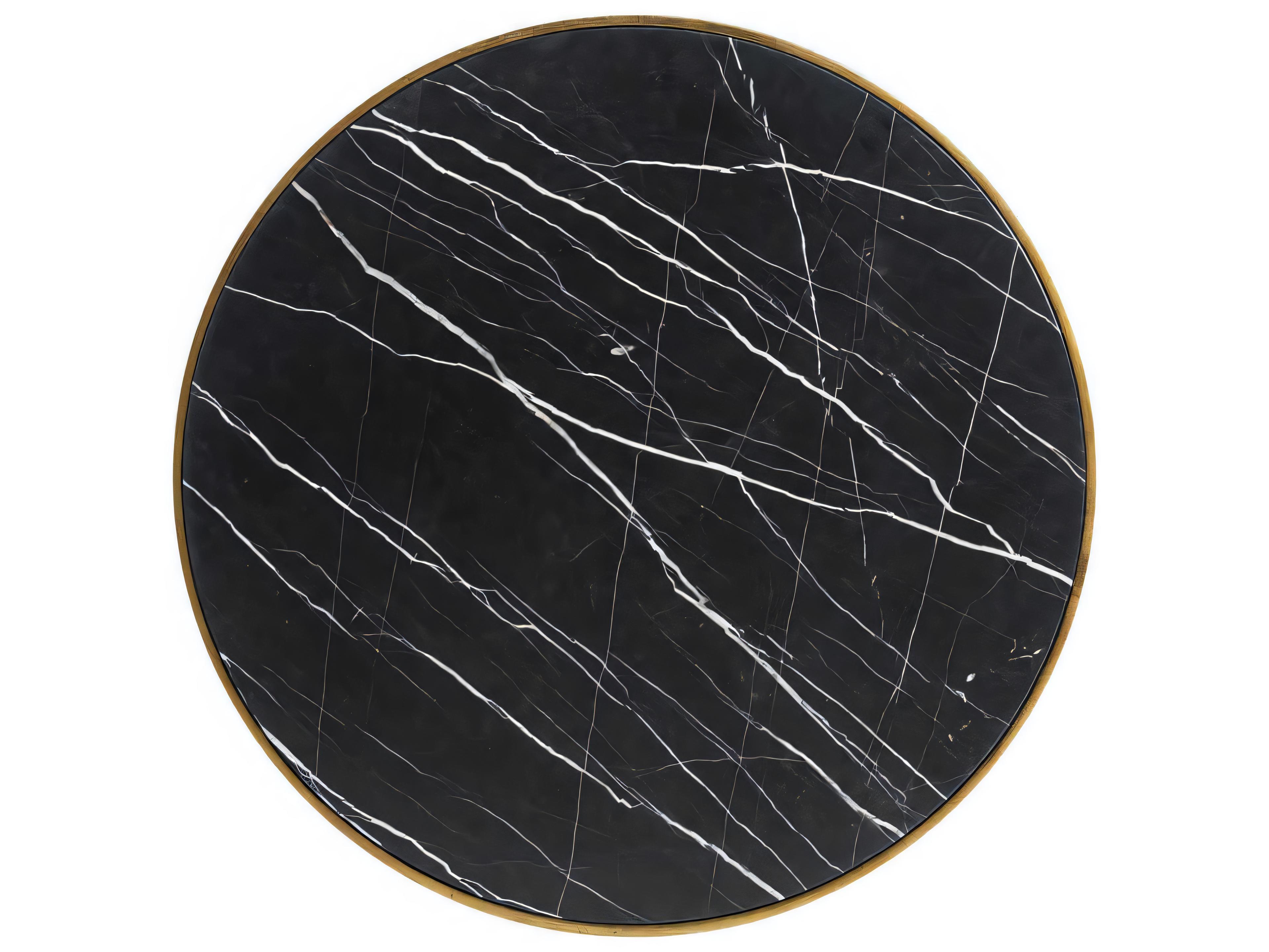 Hickory White Round Marble Brass End Table