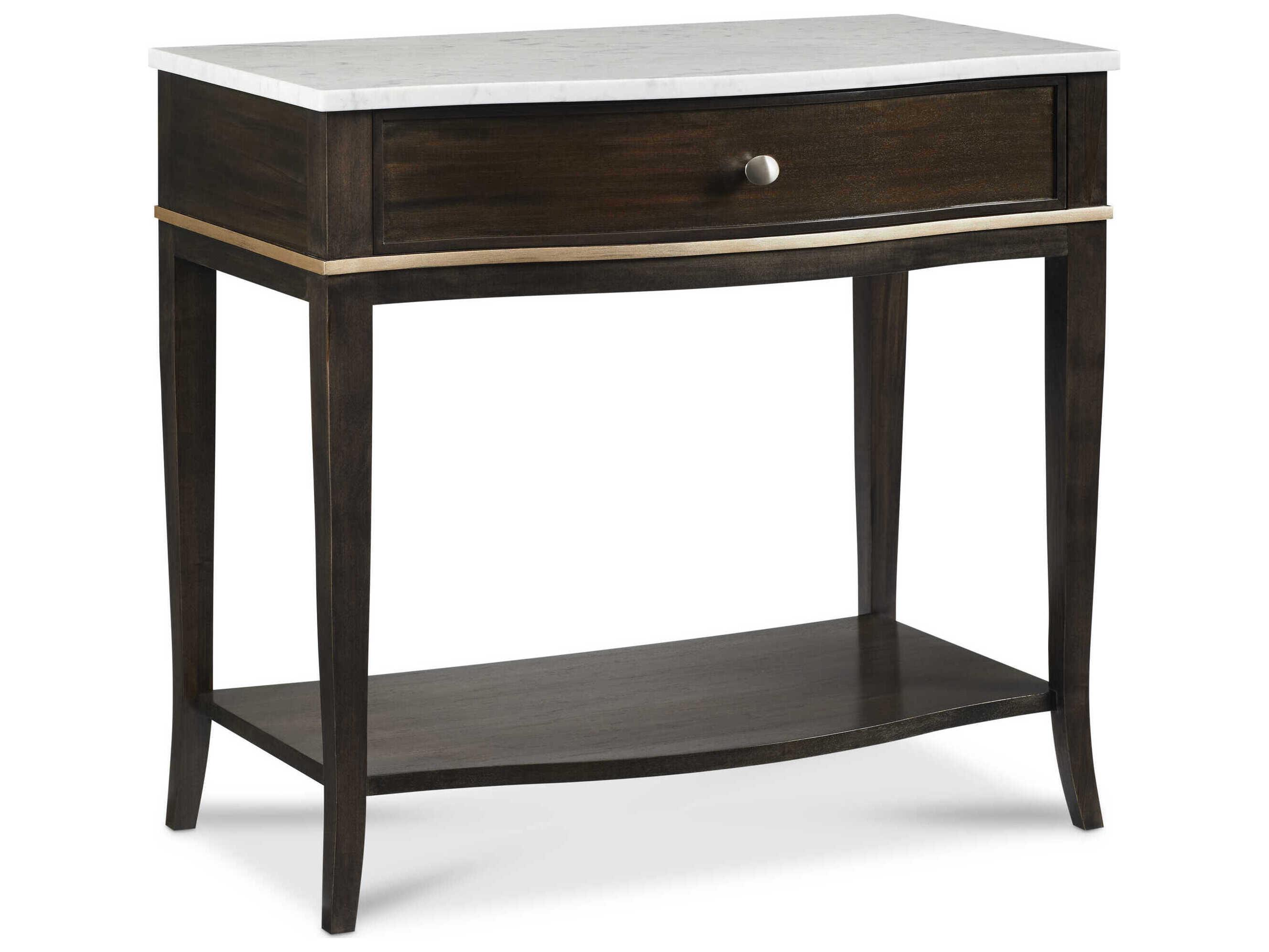 Hickory White Reimagine 1-Drawer Brown Hardwood Nightstand with Stone Top