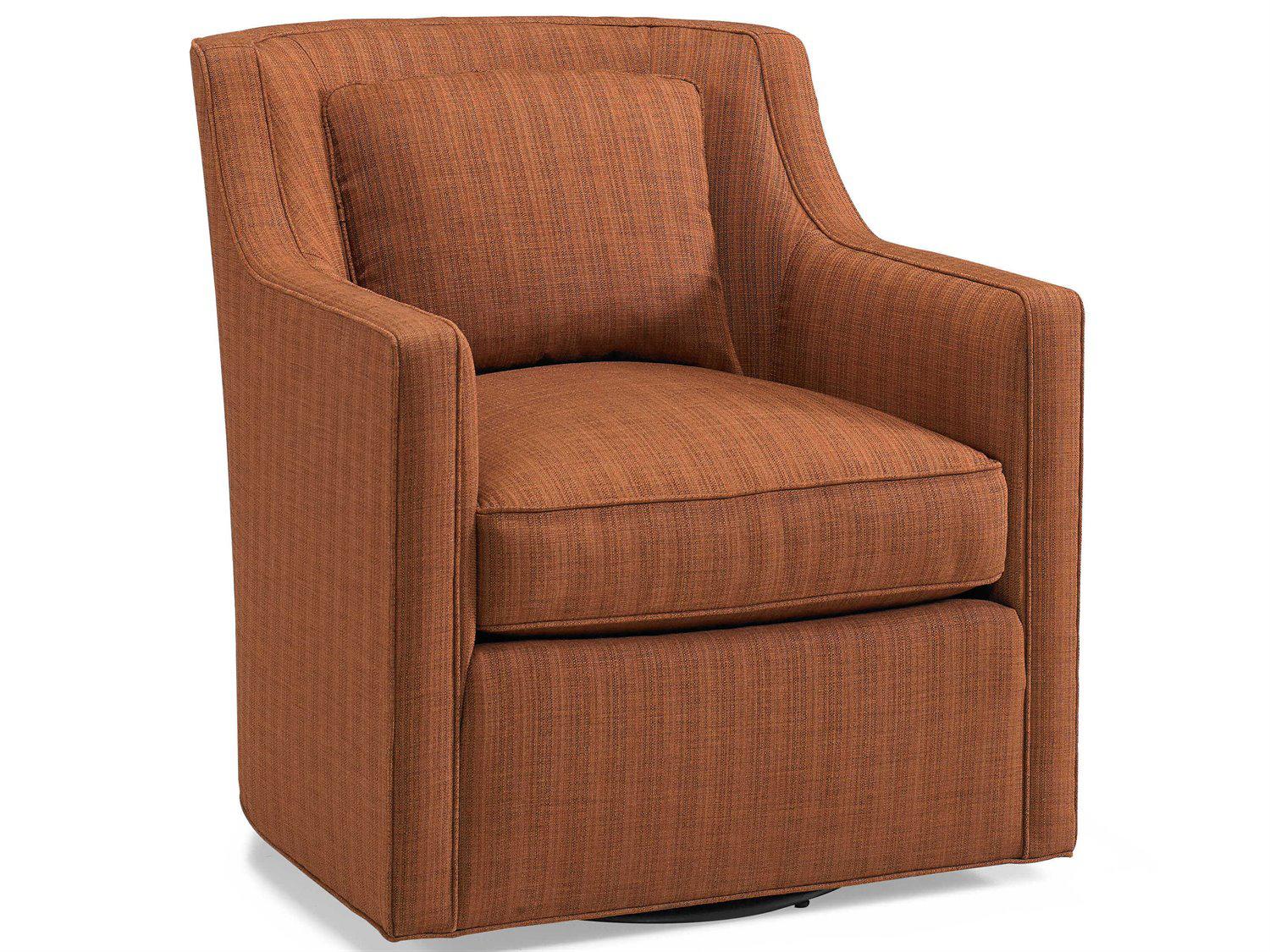 Hickory White Custom Elements Upholstery Fabric Track Arm Swivel Accent Chair