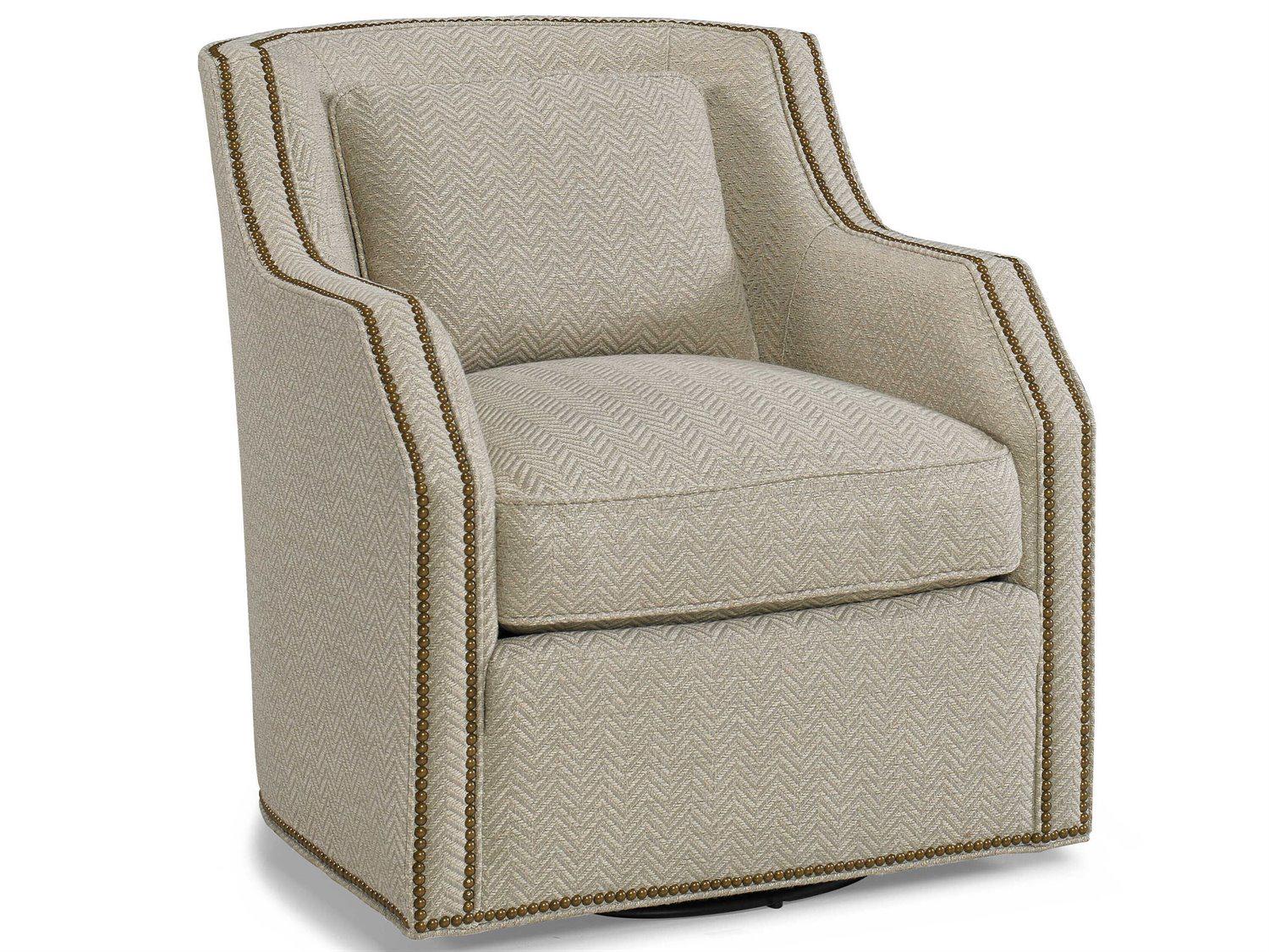 Hickory White Custom Elements Upholstery Miter Arm Swivel Accent Chair