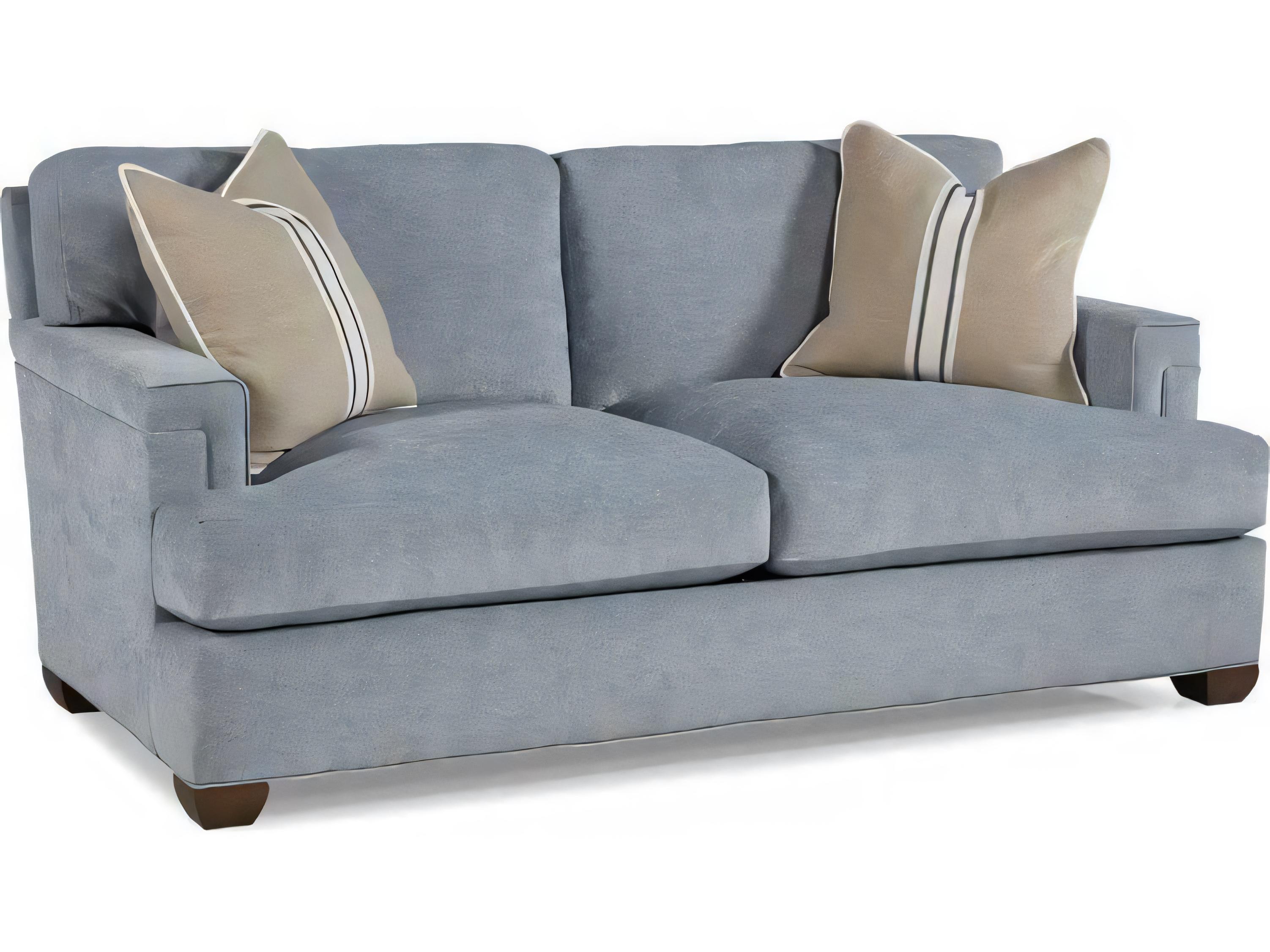 Hickory White Slade Walnut Blue Upholstered Loveseat