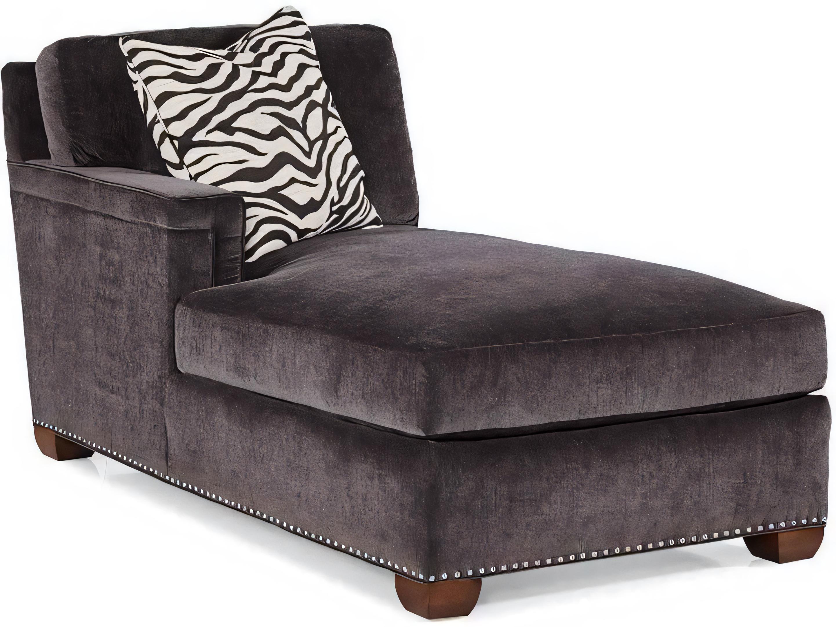 Hickory White Slade Modern Walnut Gray Upholstered LAF Chaise