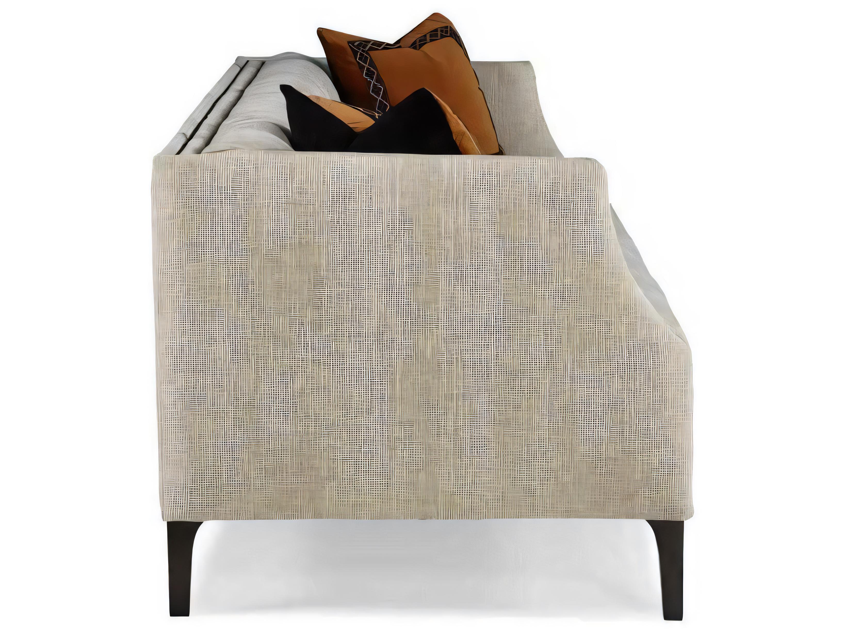 Hickory White Custom Elements Upholstery Black Nickel Beige Upholstered Sofa