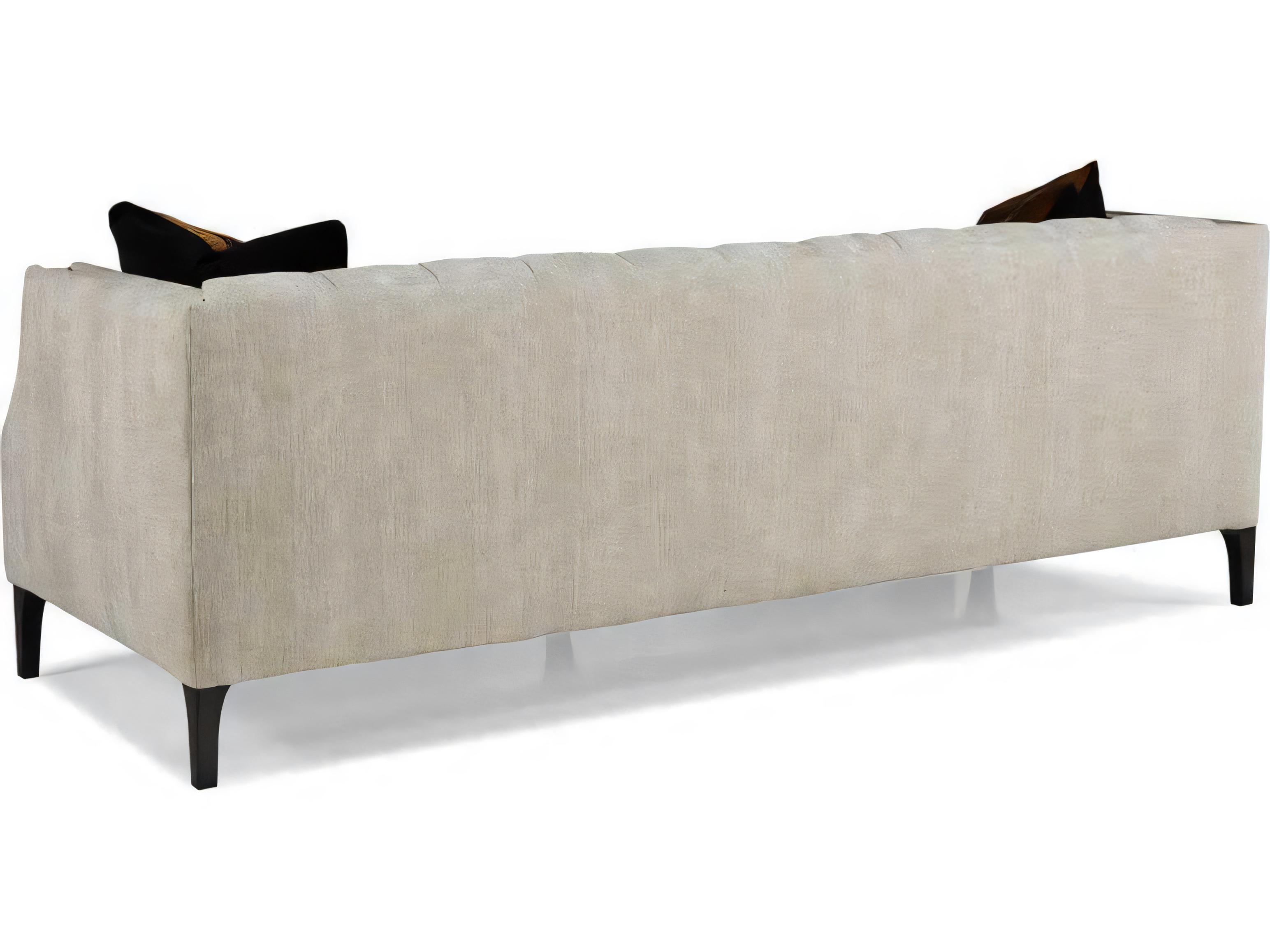 Hickory White Custom Elements Upholstery Black Nickel Beige Upholstered Sofa