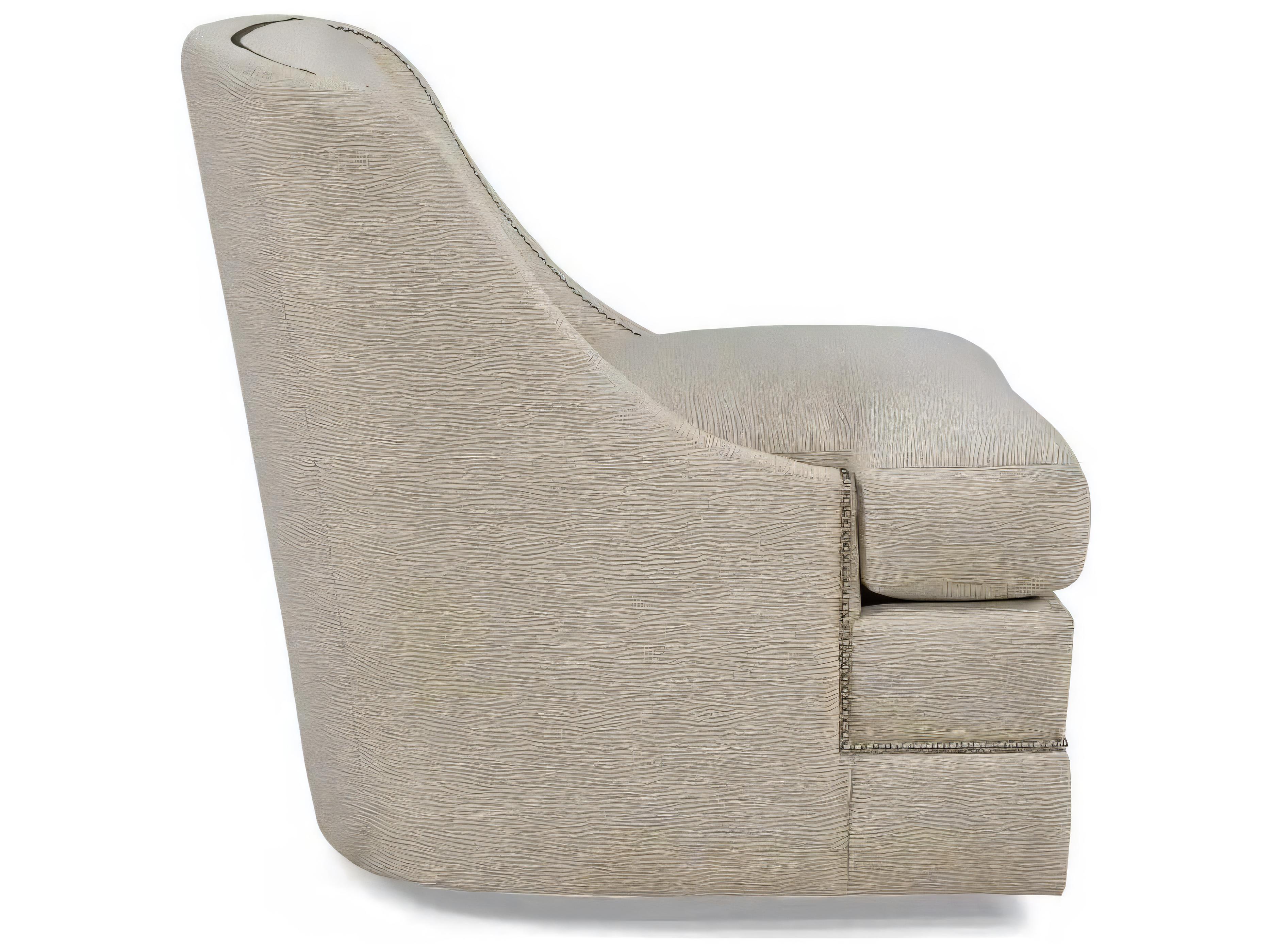 Hickory White Custom Elements Upholstery Swivel Beige Fabric Accent Chair
