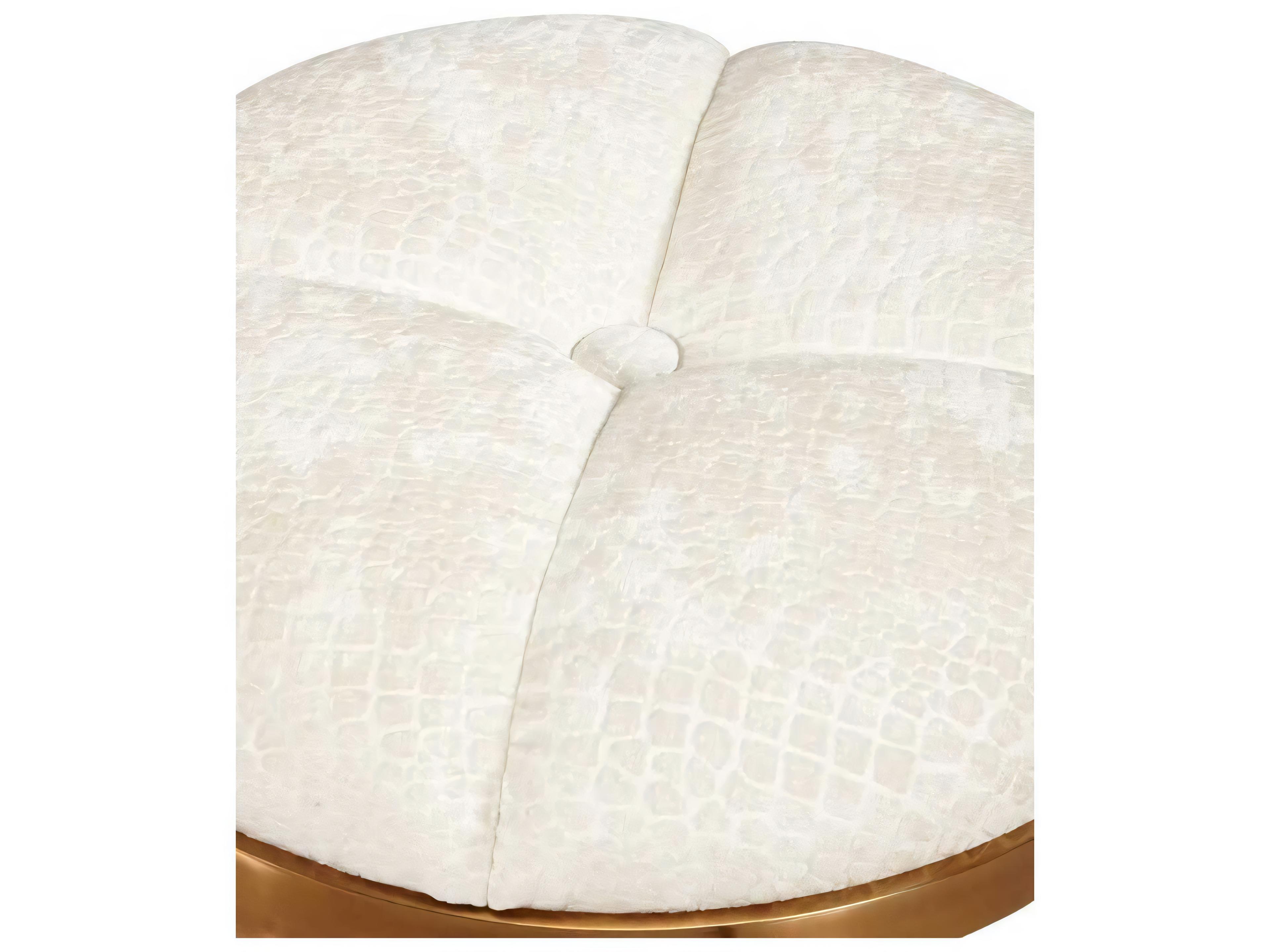 Hickory White Custom Elements Upholstery Gold Upholstered Saint Tropez Pouf Ottoman