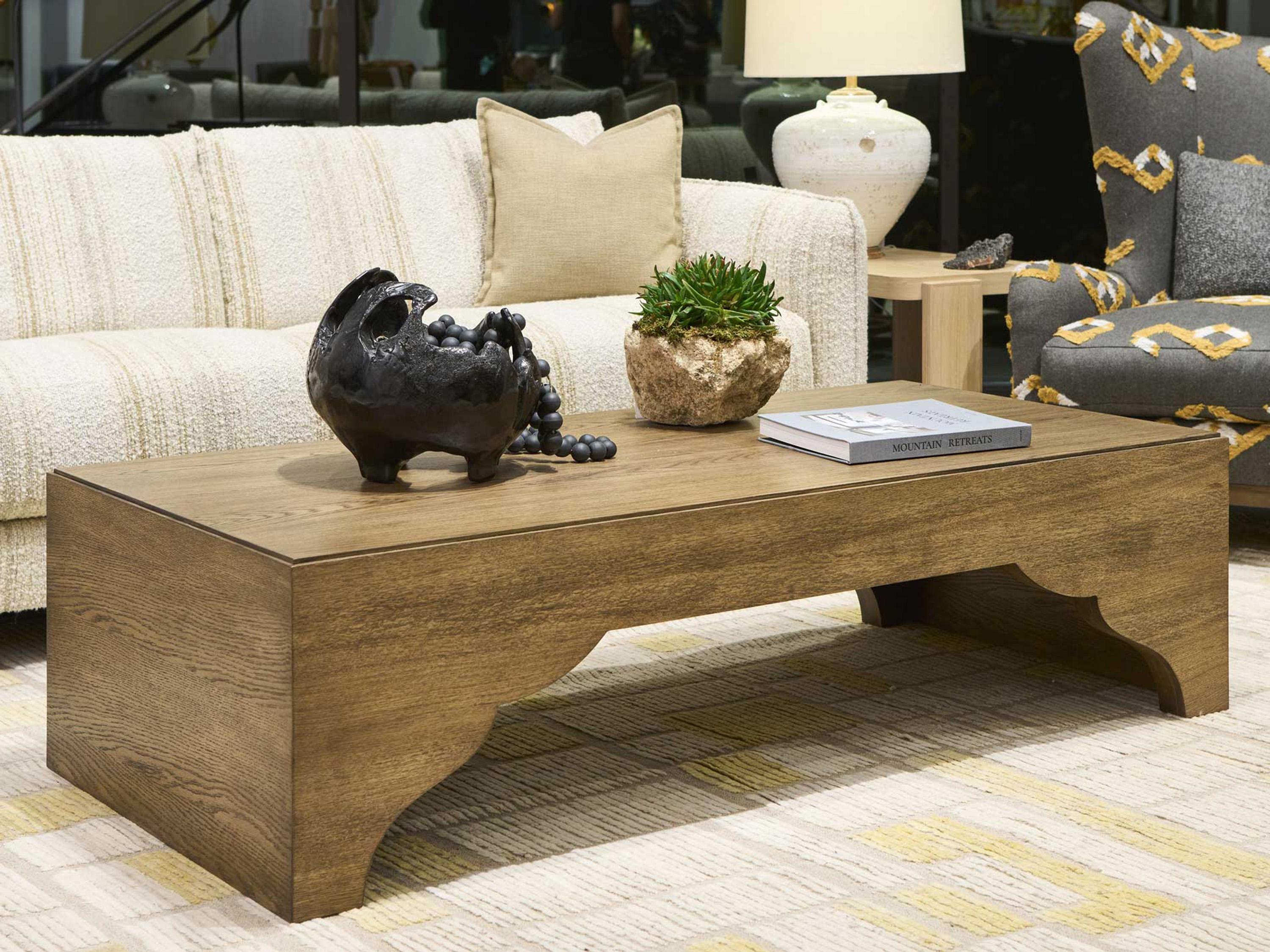 Hickory White Revival Rectangular Wood Oak Coffee Table