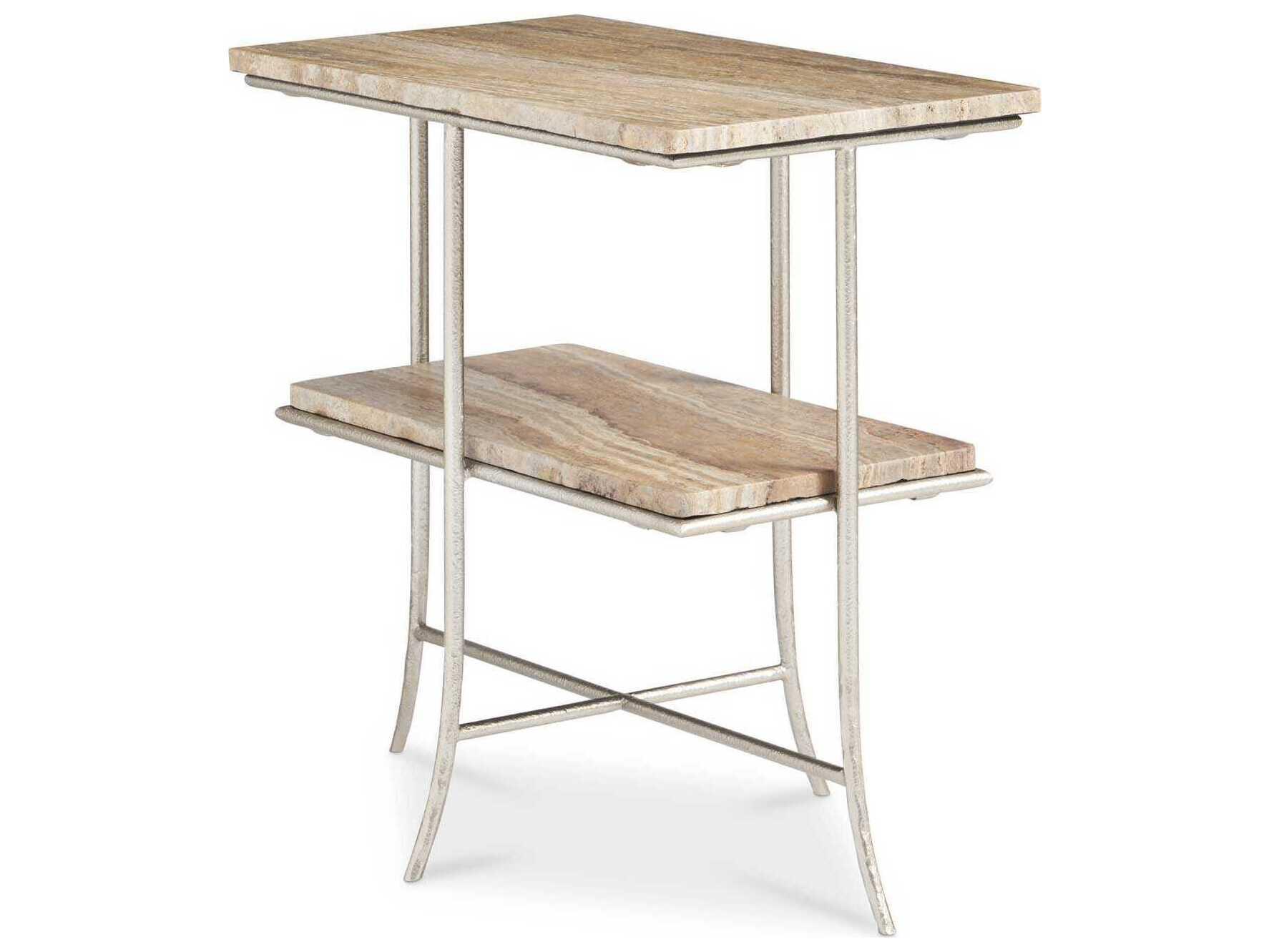 Hickory White Revival Rectangular Stone West End Table