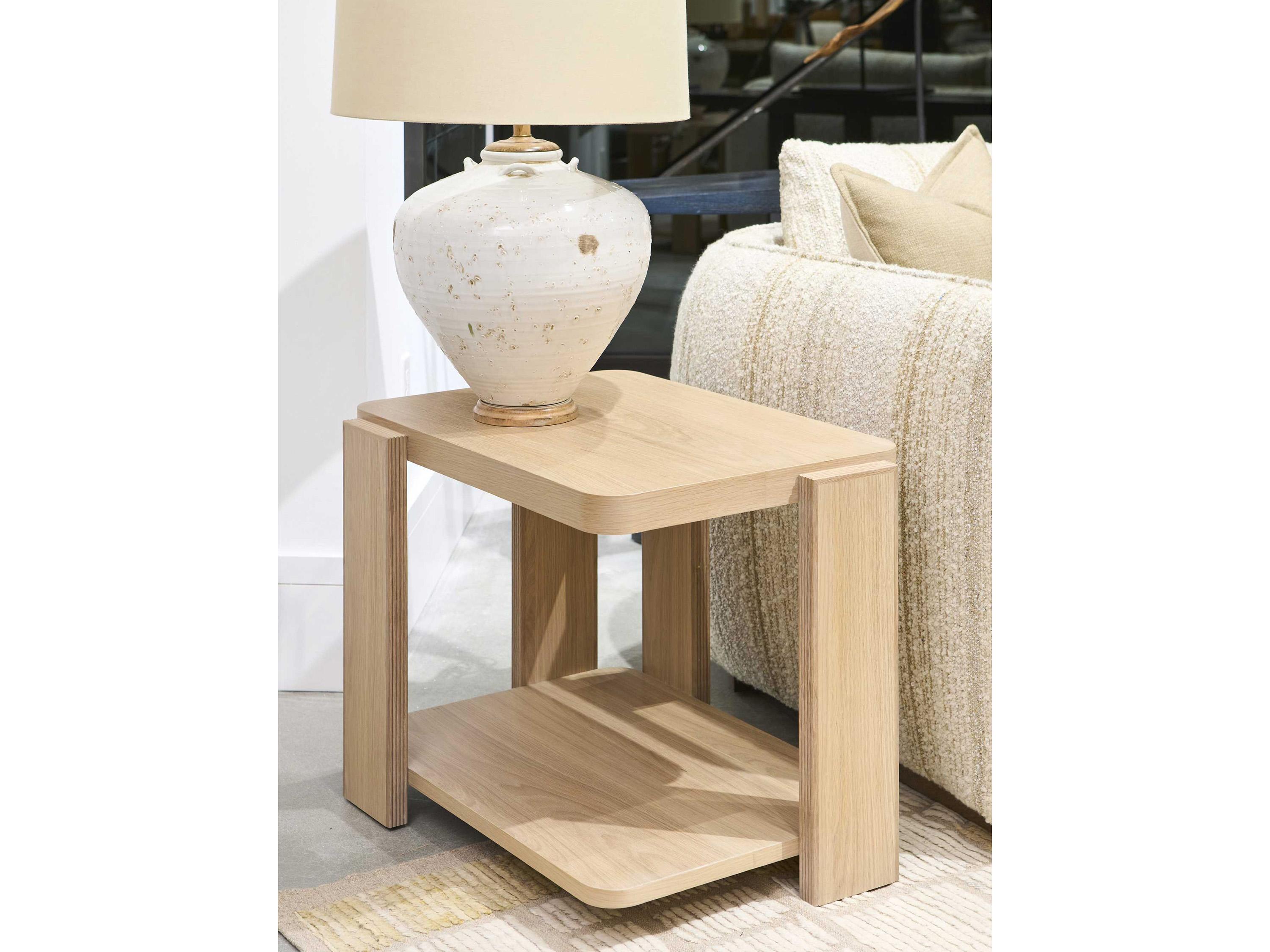 Hickory White Revival Rectangular Wood Barton Left Side End Table