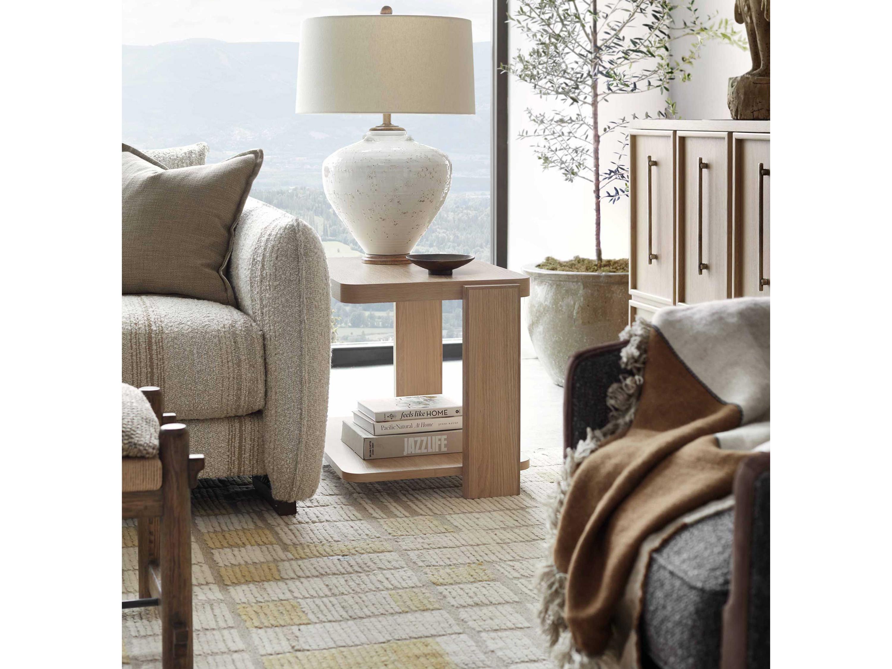 Hickory White Revival Rectangular Wood Light Oak End Table