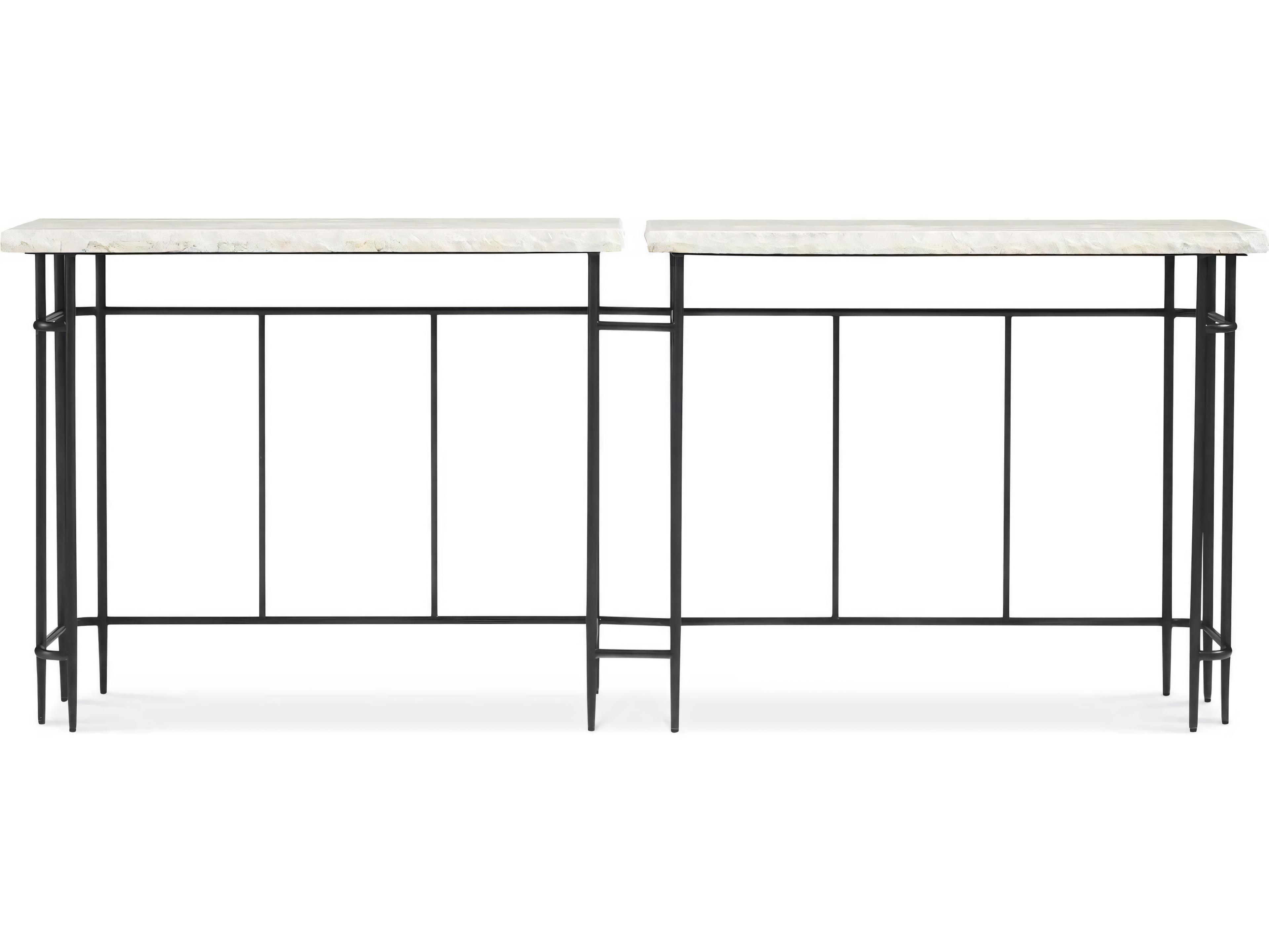 Hickory White Revival Rectangular Stone Ryder Console Table