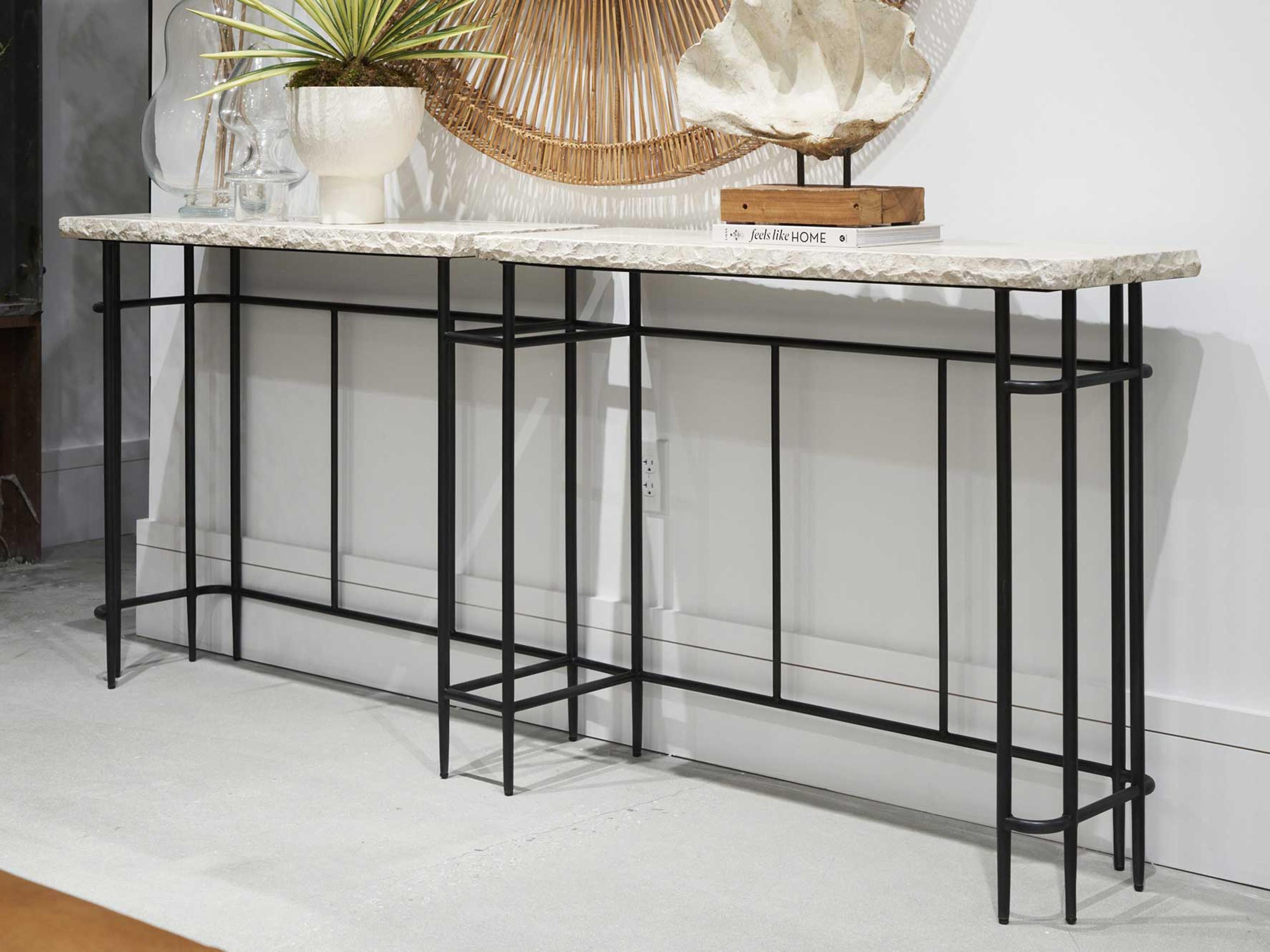 Hickory White Revival Rectangular Stone Ryder Console Table