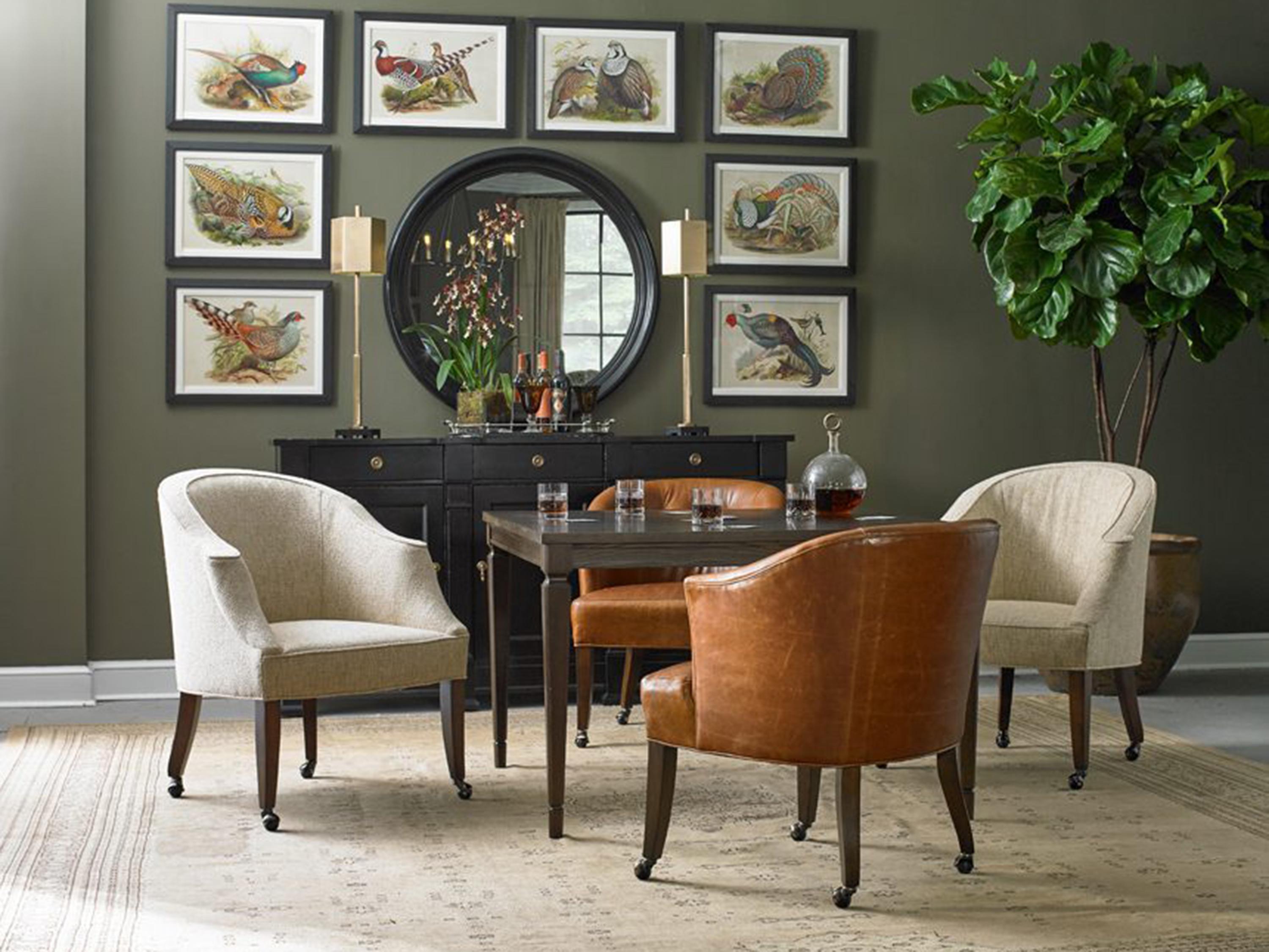 Hickory White Custom Elements Upholstery Beige Upholstered Cole Arm Dining Chair