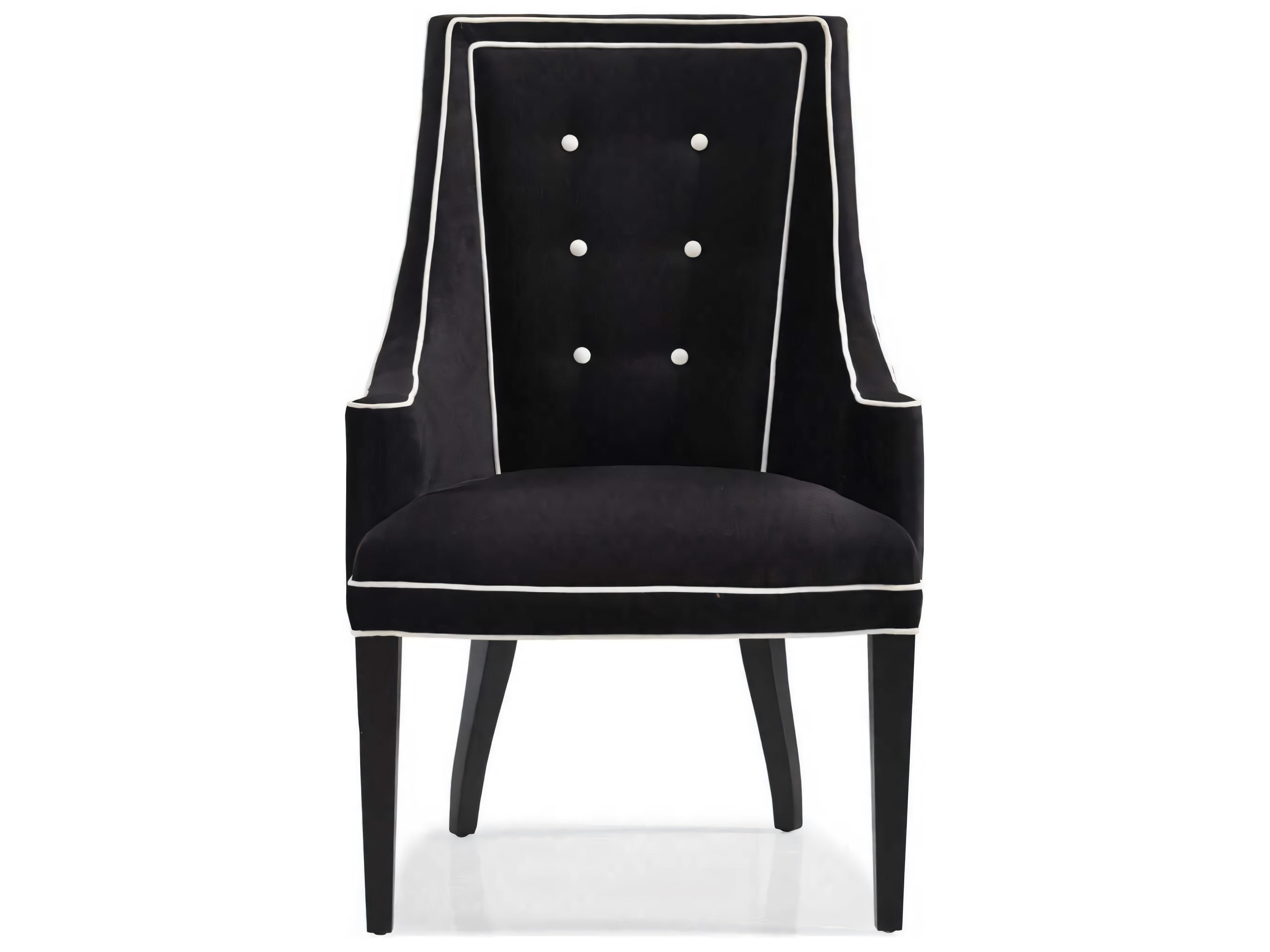 Hickory White Custom Elements Upholstery Black Upholstered Arm Dining Chair