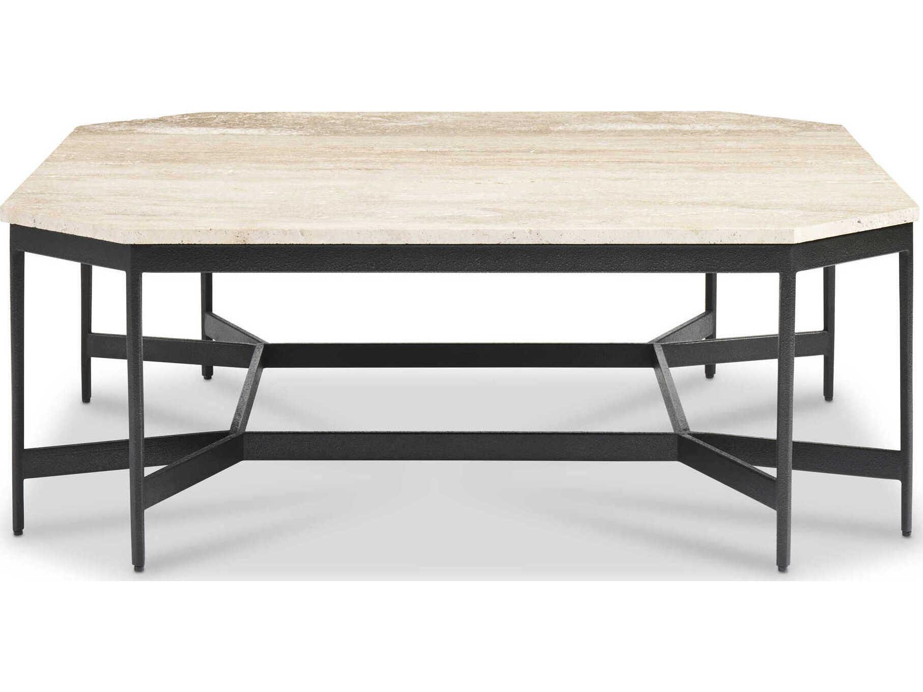Hickory White Revival Square Stone Everett Cocktail Table