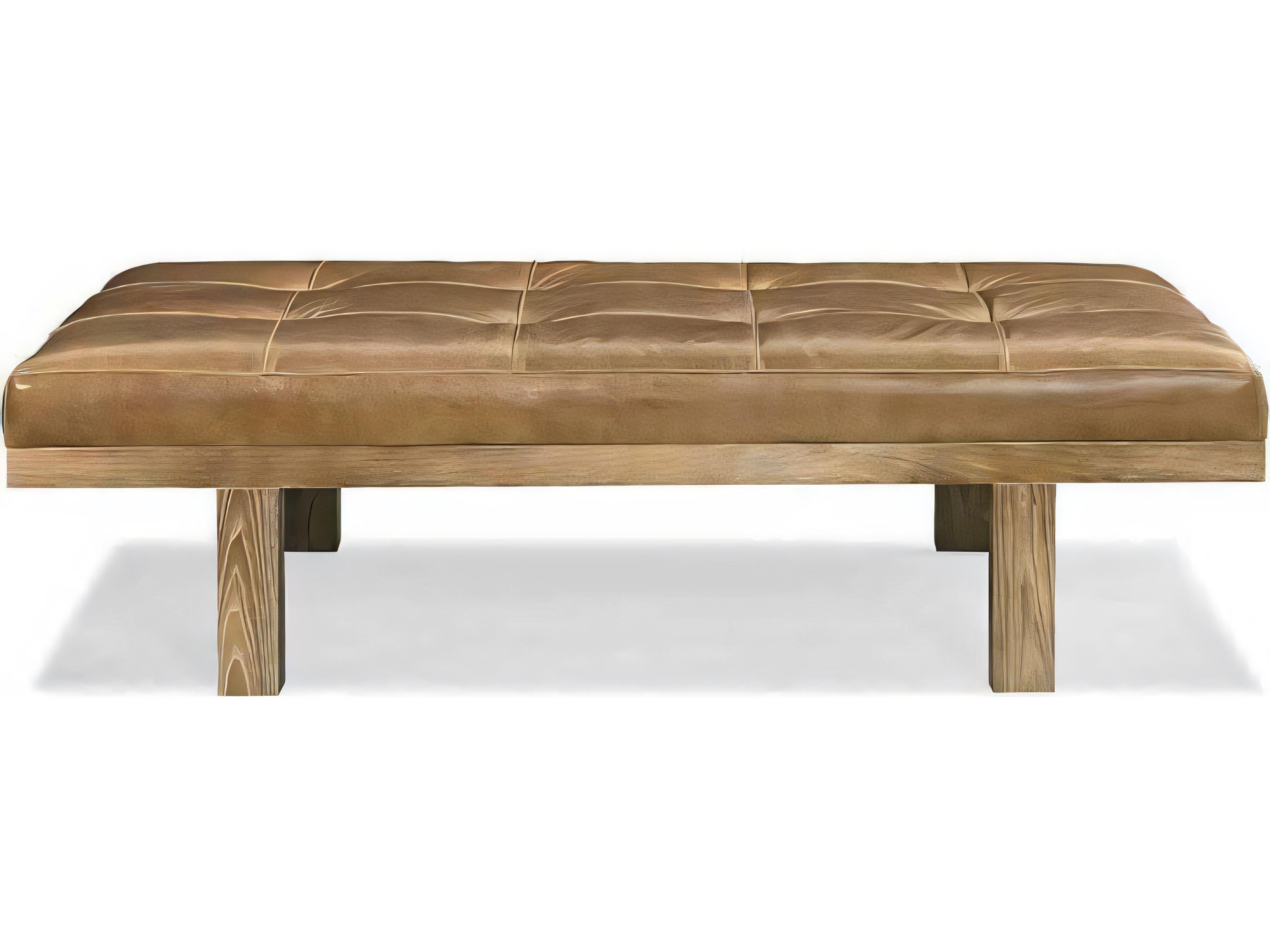Hickory White Patron Driftwood Brown Leather Cocktail Ottoman